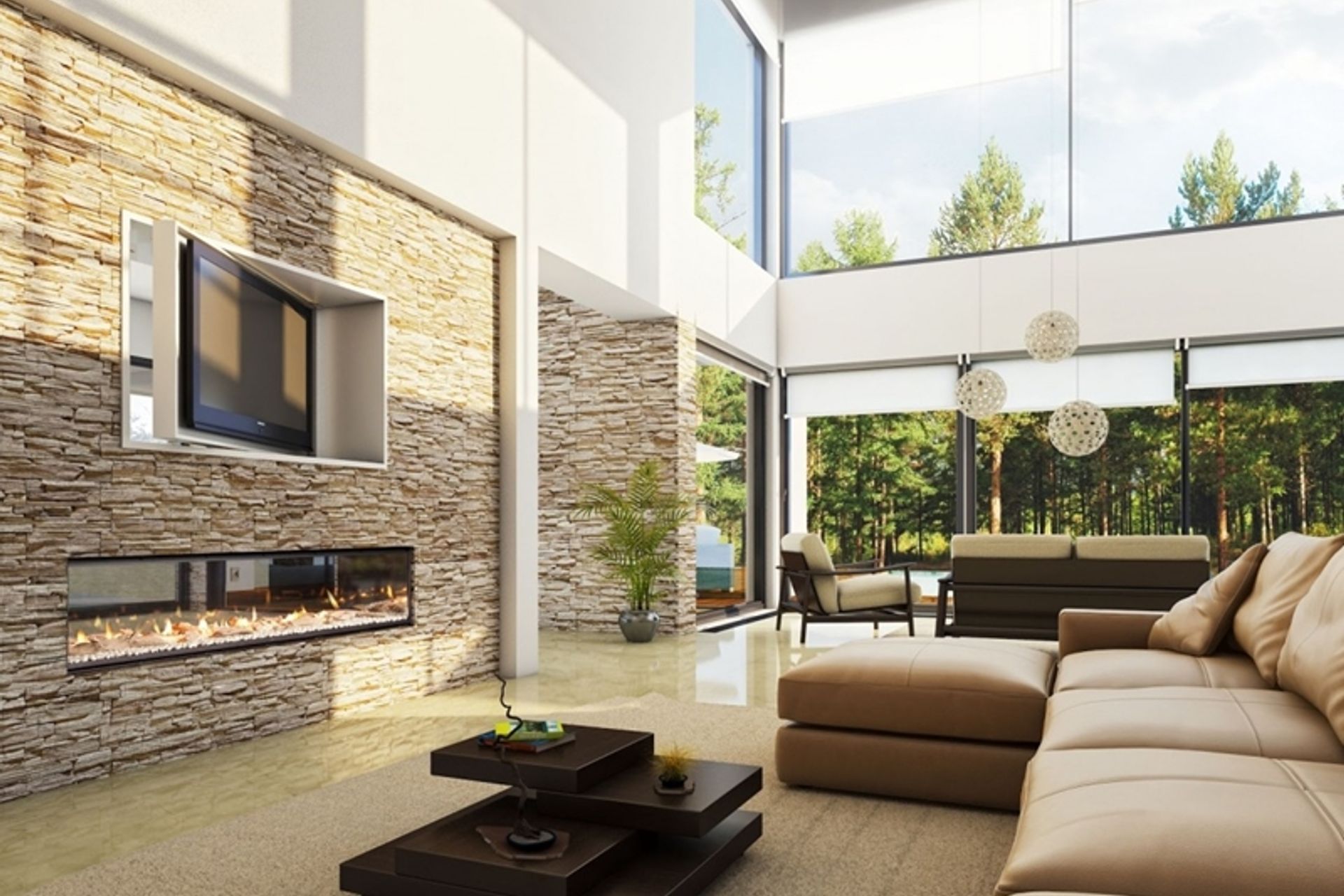 The Spatherm Bay Wood Fire surprises with its unconventional play on scale, weight, form and light