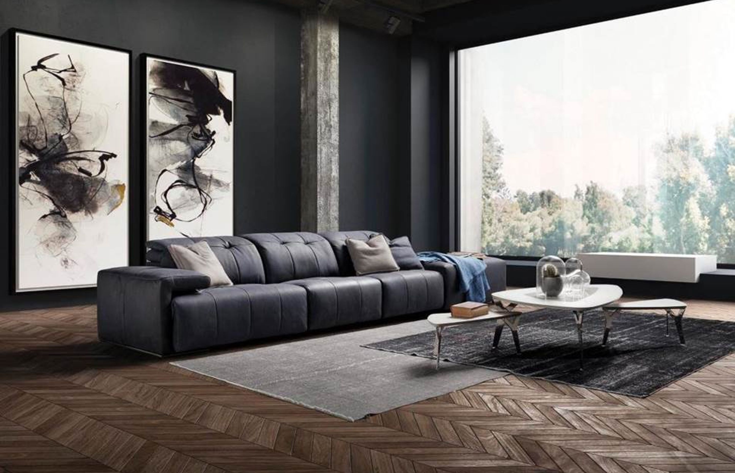 The Arcadia lounge suite by Saporini is presented in a soft, tactile leather and luxurious comfort.