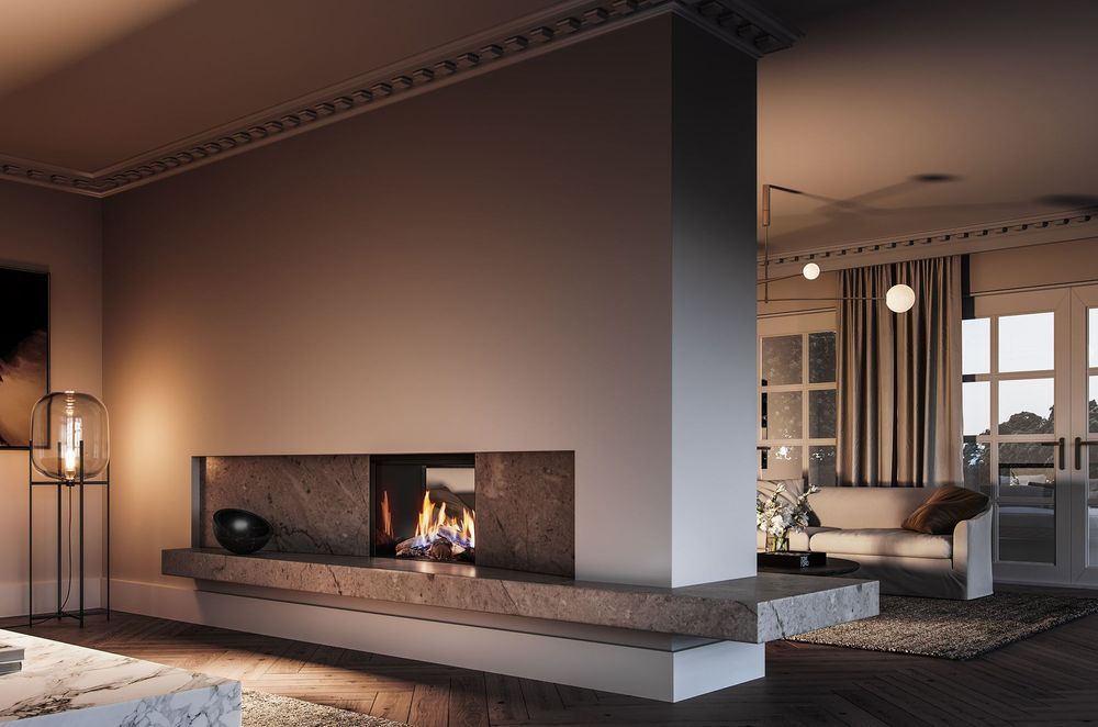 The Linear 800 fireplace with FlameTech.