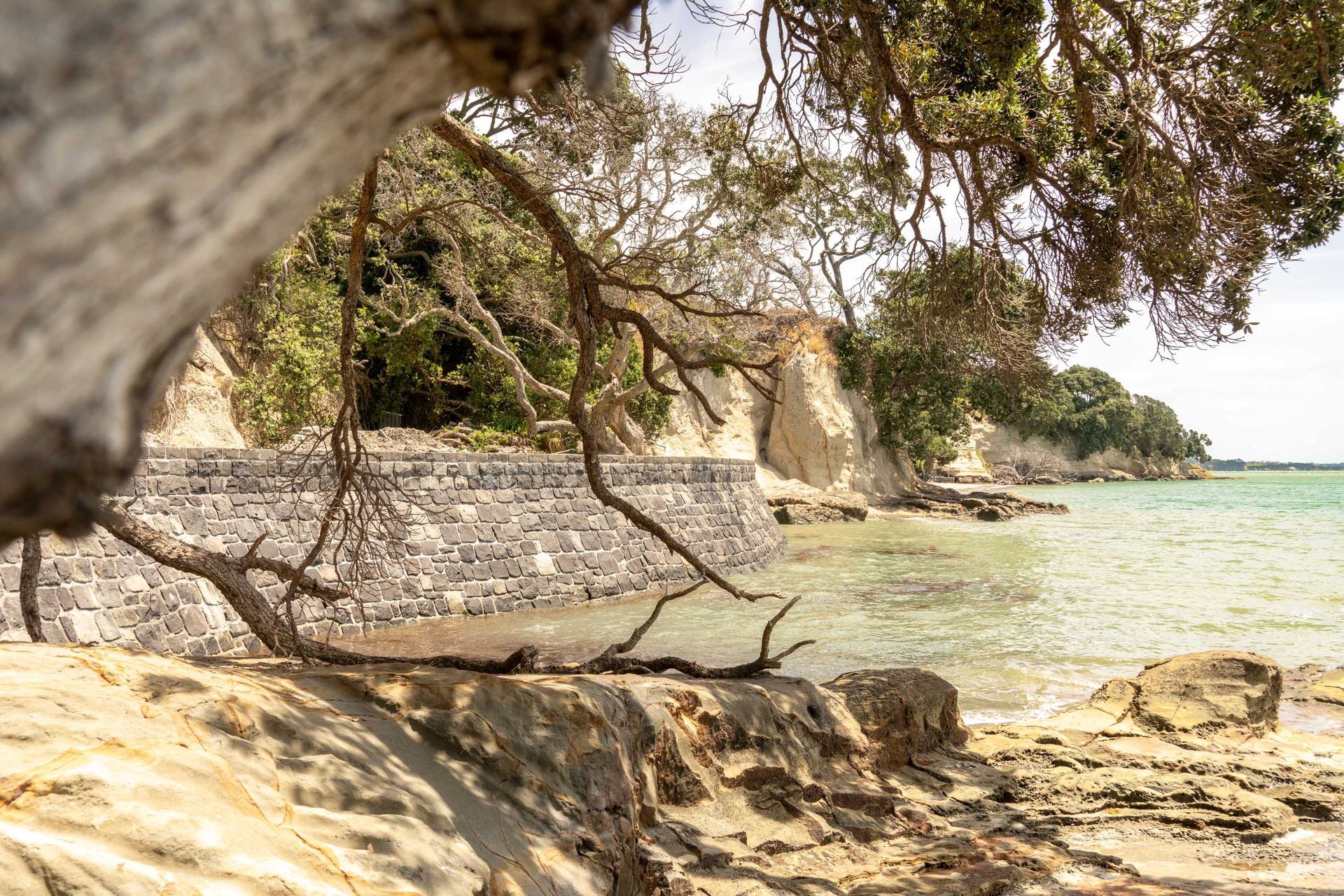 A sea wall at Beachlands, Auckland.