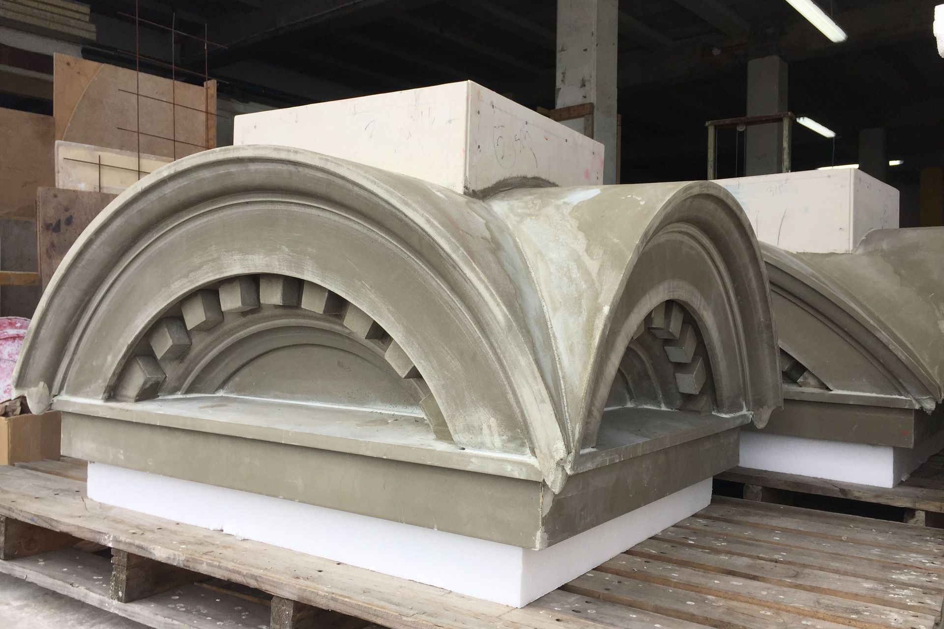 Chimney formed from detailed moulds.