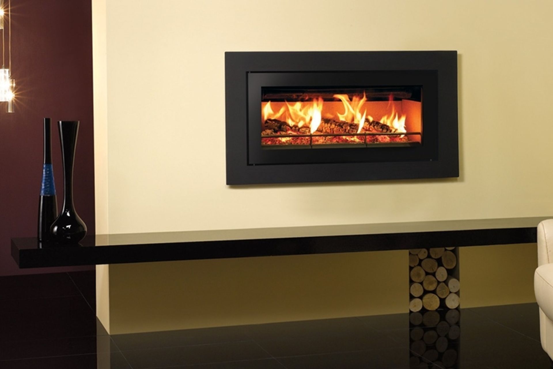 The Stovax Studio 2 fireplace works well as part of the Side by Side setup.
