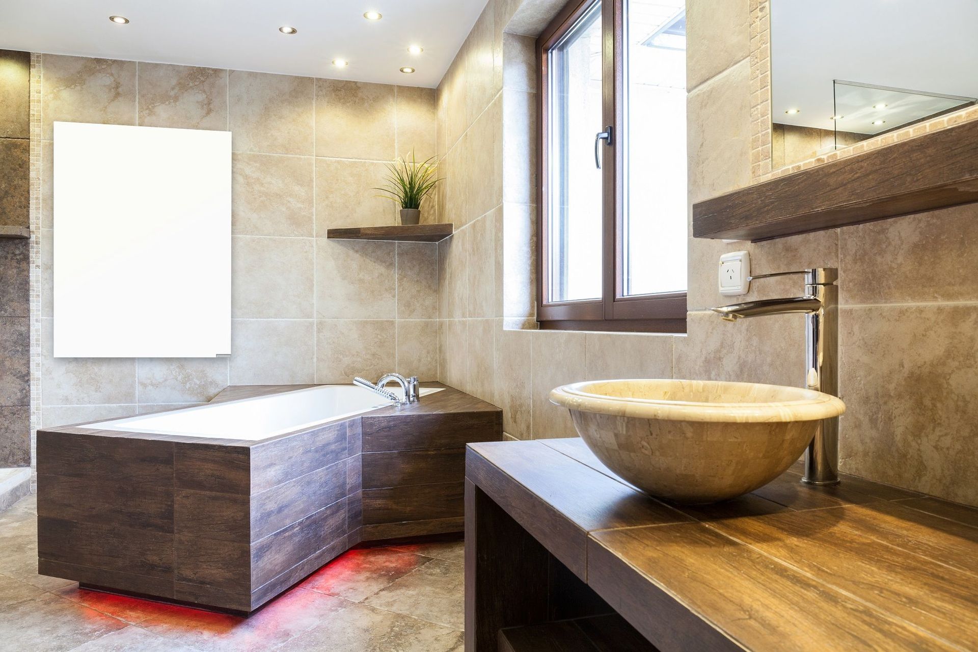 Infrared heater panels heat up objects in the room rather than the air.