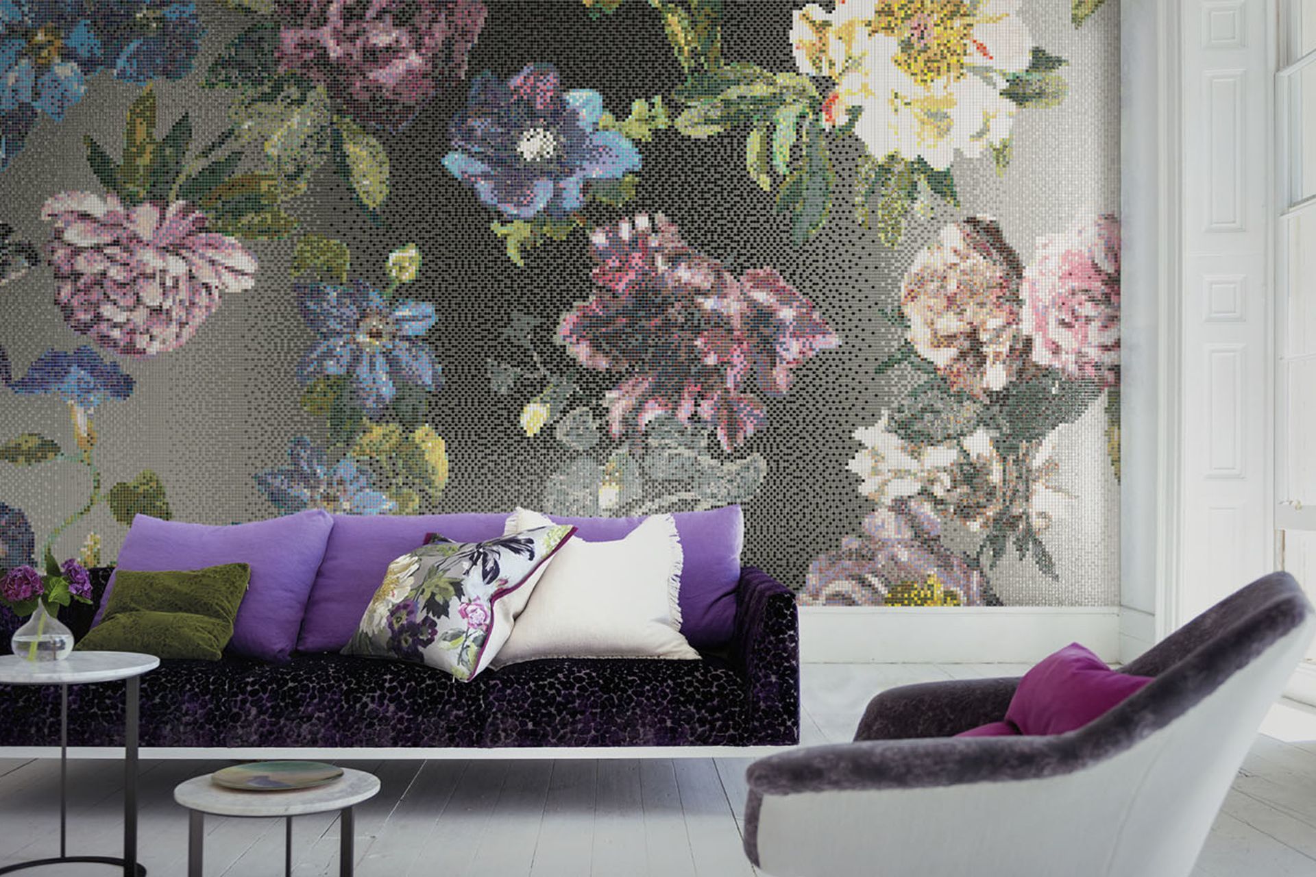 Even patterned interior walls can be created from Bisazza, like the Alexandria design