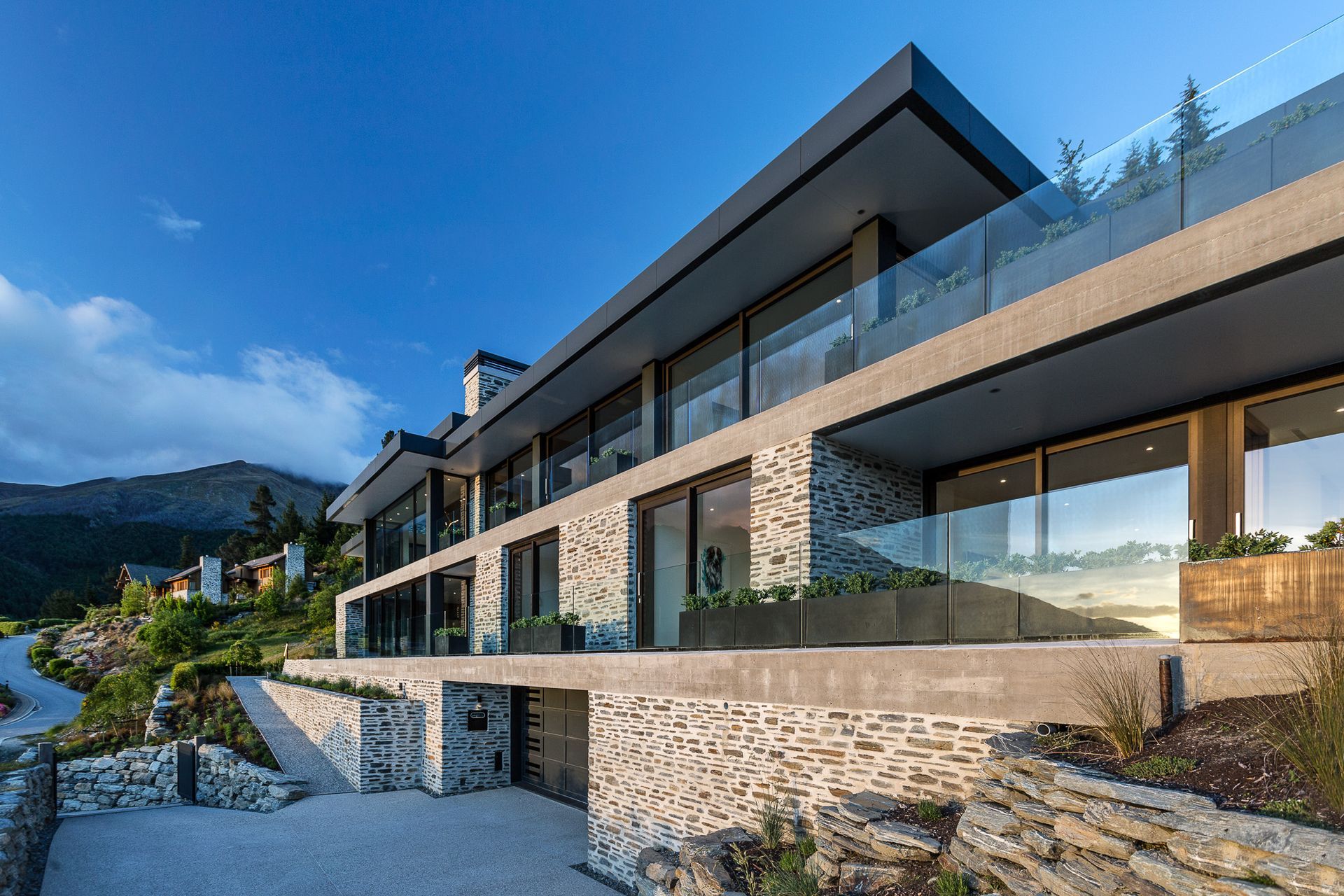 Mason and Wales, Queenstown — a stunning alpine home with exquisite natural stone cladding — Photography by Jamie Cobel