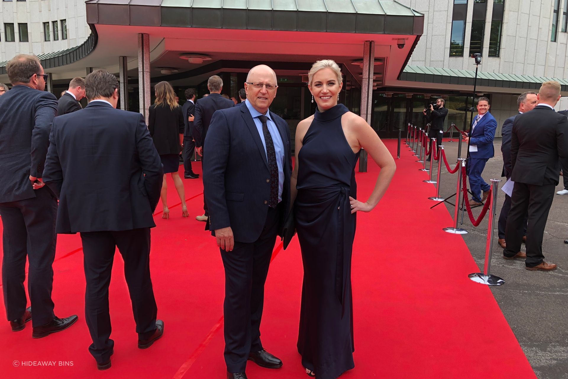 Hideaway Bins directors, Allen Bertelsen and Jamie Bertelsen, outside the Red Dot award ceremony.
