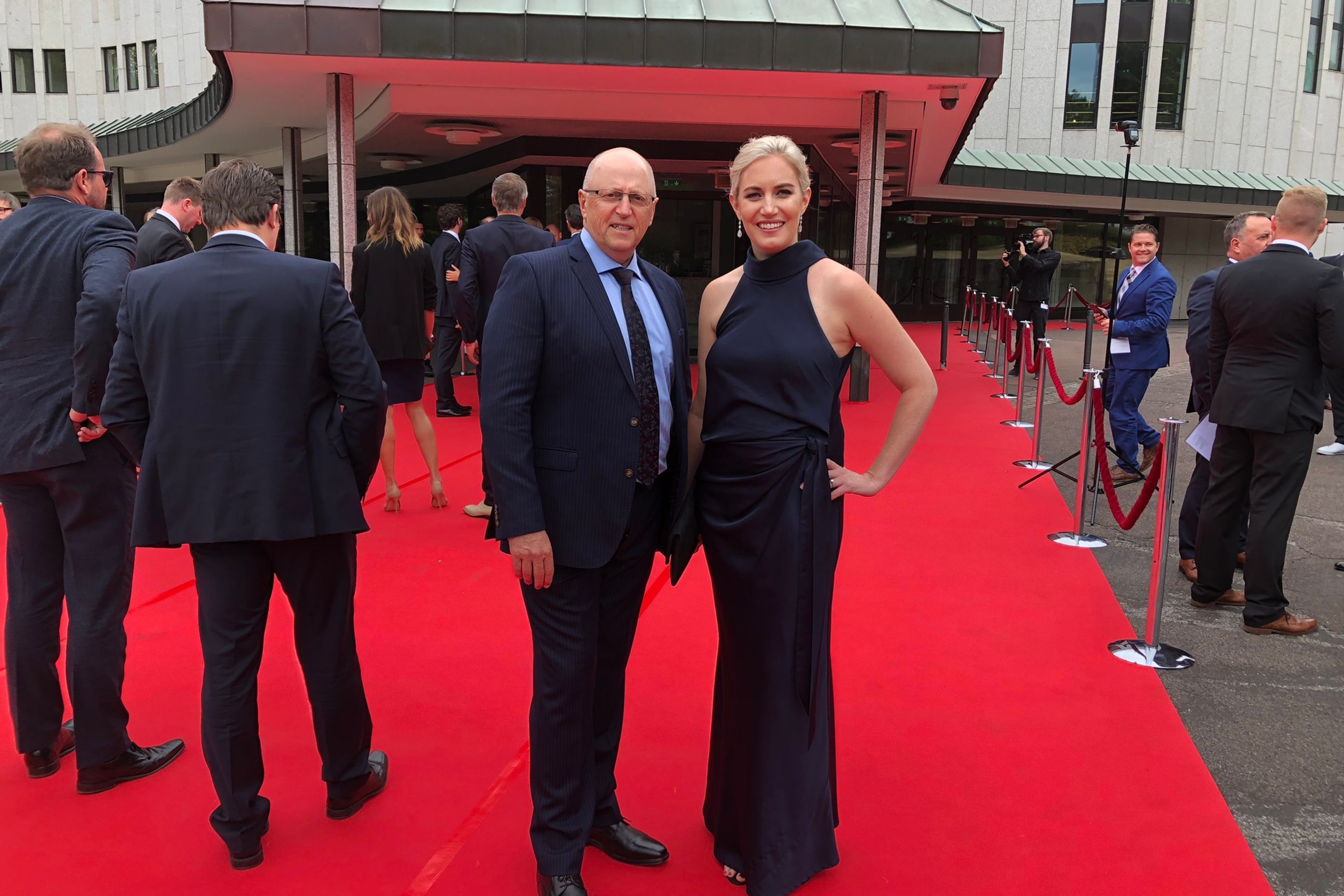 Hideaway Bins directors, Allen Bertelsen and Jamie Bertelsen, outside the Red Dot award ceremony.