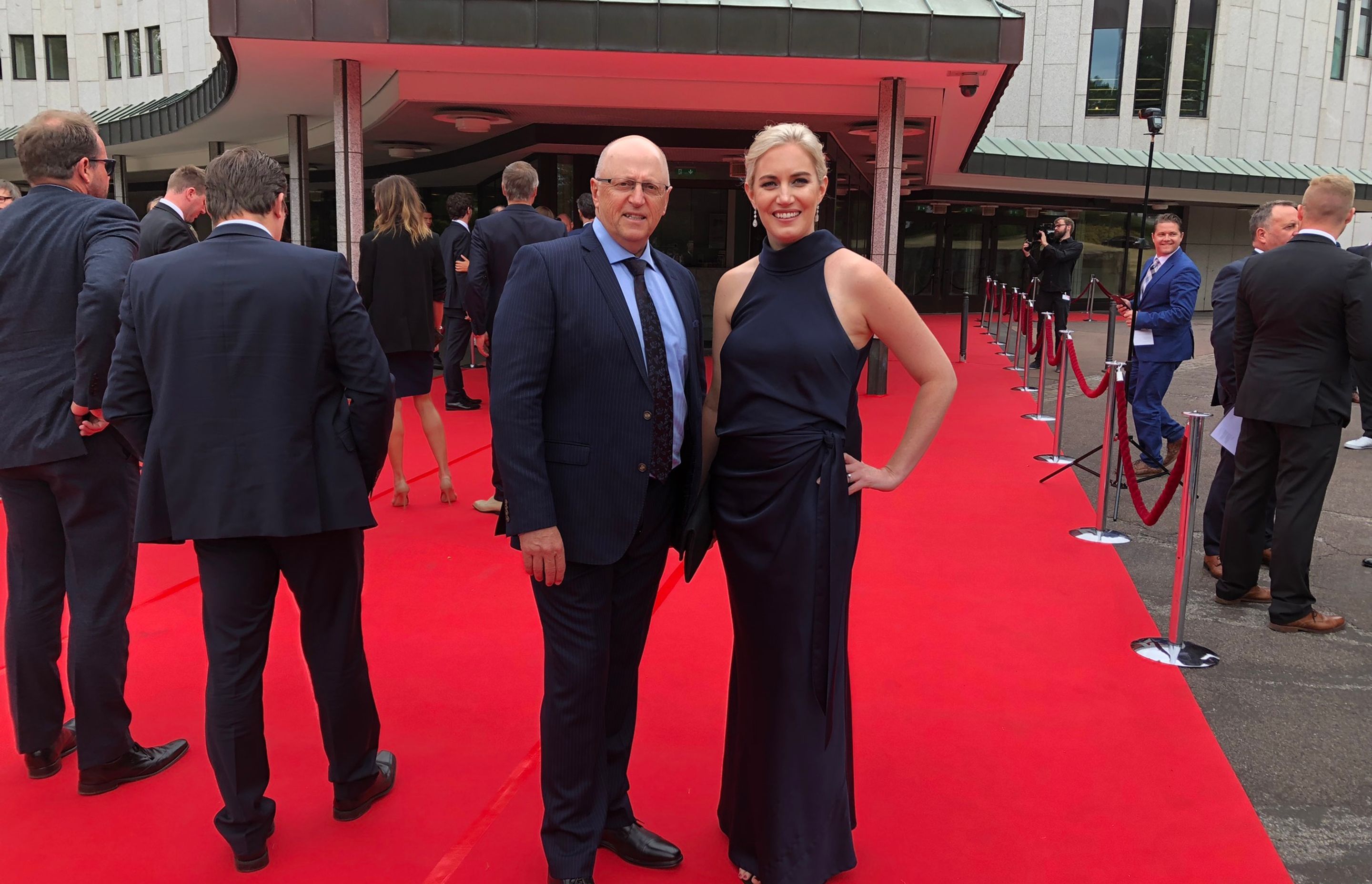 Hideaway Bins directors, Allen Bertelsen and Jamie Bertelsen, outside the Red Dot award ceremony.