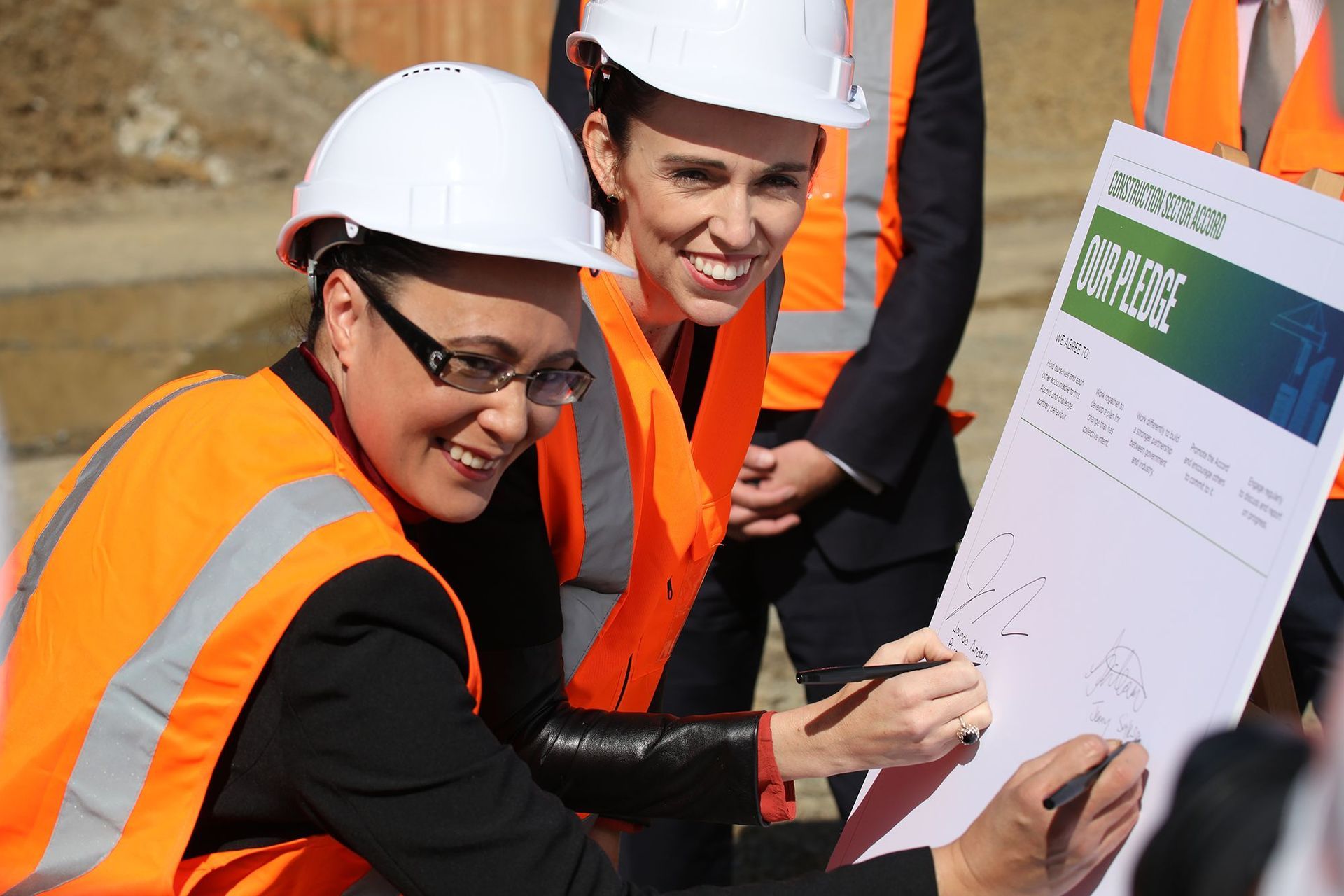 The Minister for Building and Construction, Hon. Jenny Salesa with the Prime Minister Jacinda Ardern.