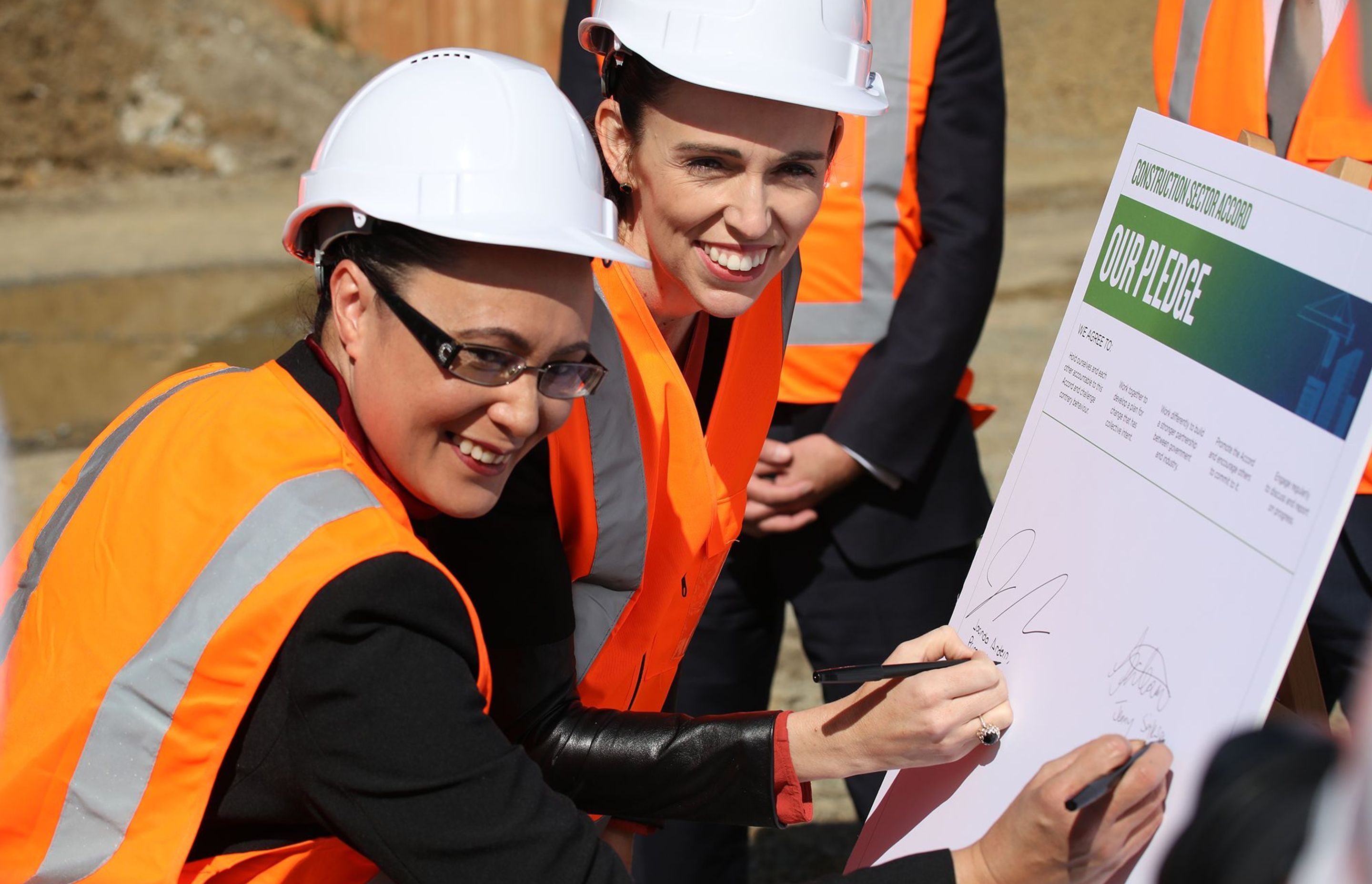The Minister for Building and Construction, Hon. Jenny Salesa with the Prime Minister Jacinda Ardern.