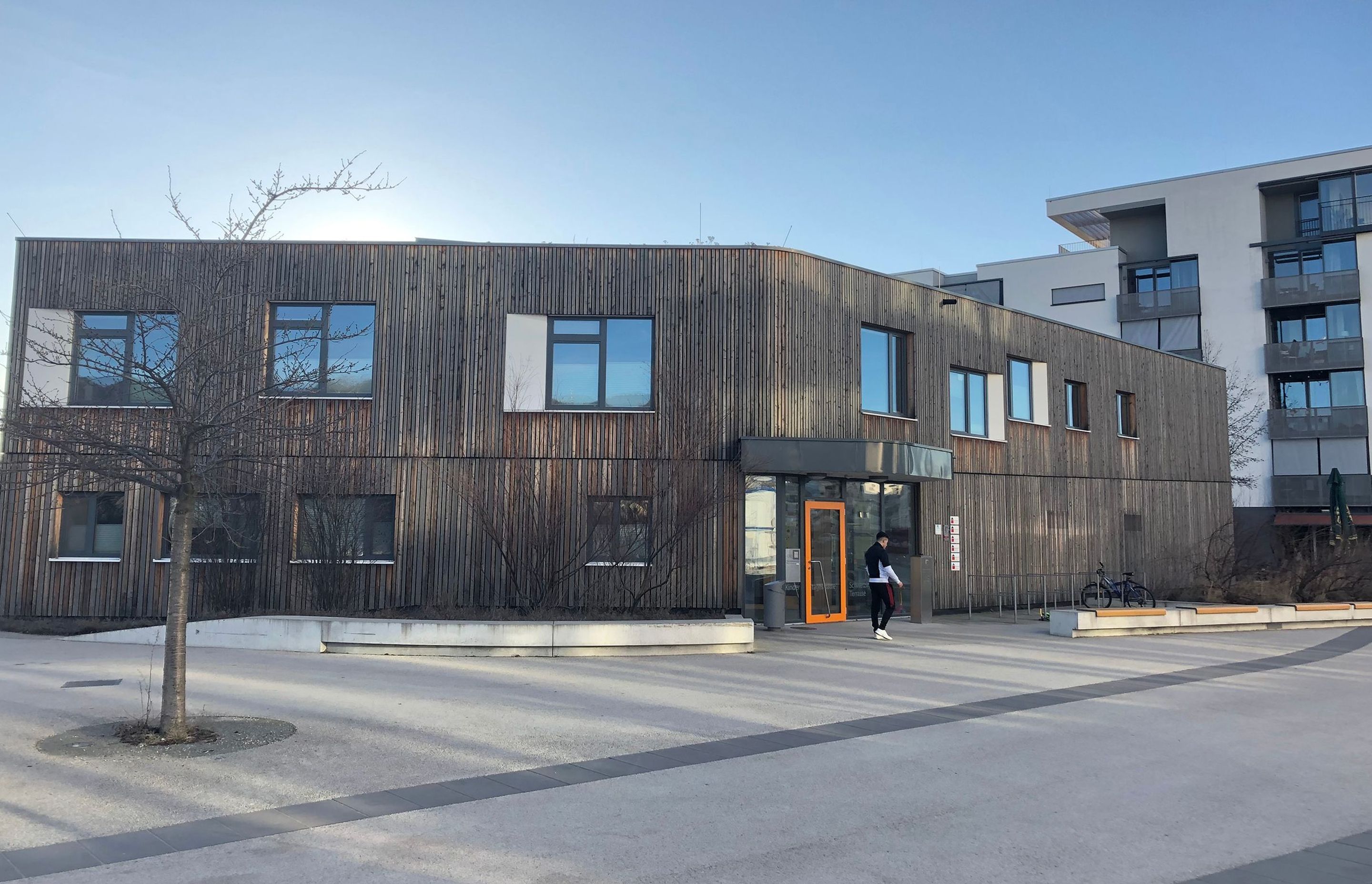 A timber-clad nursery school in the Barnstadt urban development in Heidelberg, Germany, which includes apartments, cafes, schools, offices all constructed to ‘passive house’ standard.                                                                   