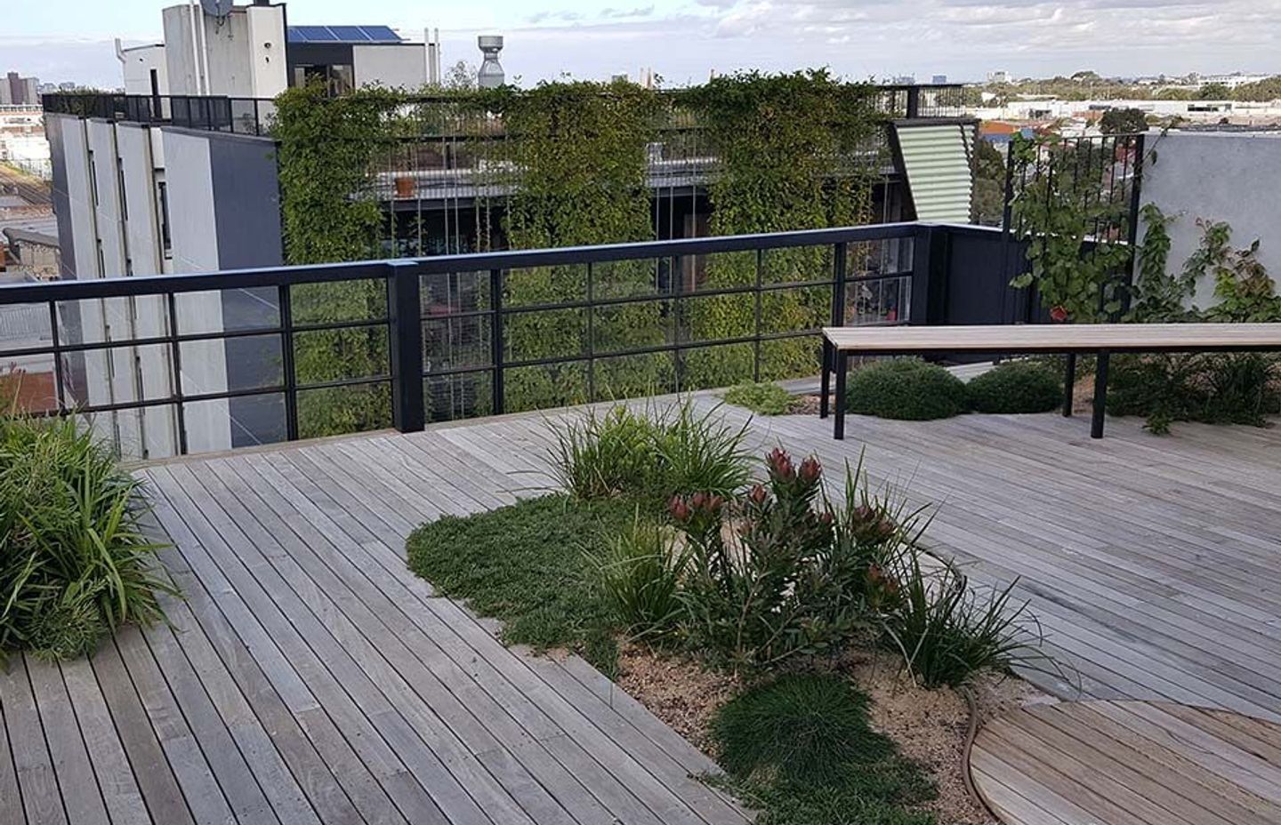 The community roof garden NIghtingale 1 Housing, Melbourne.