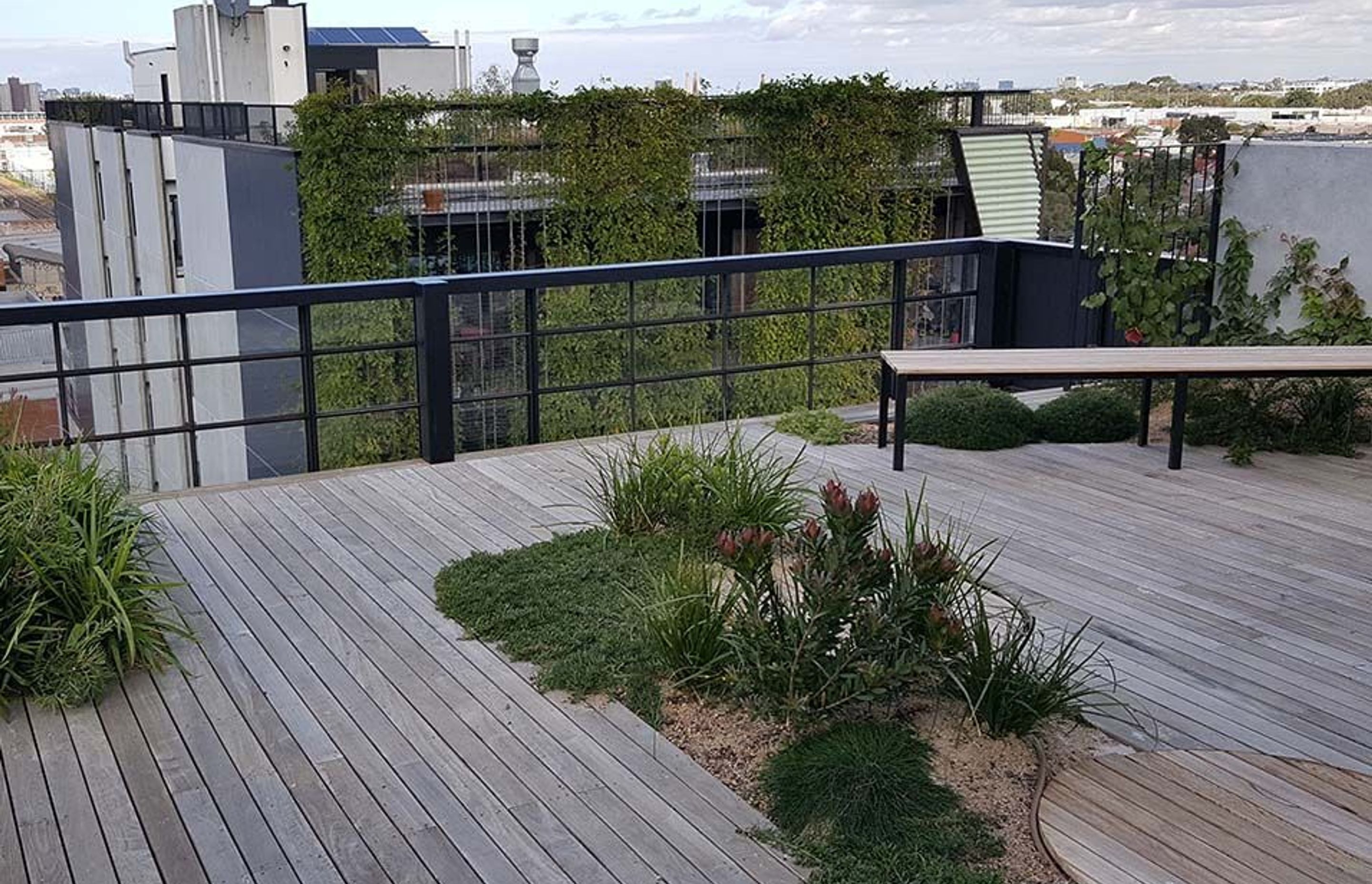 The community roof garden NIghtingale 1 Housing, Melbourne.