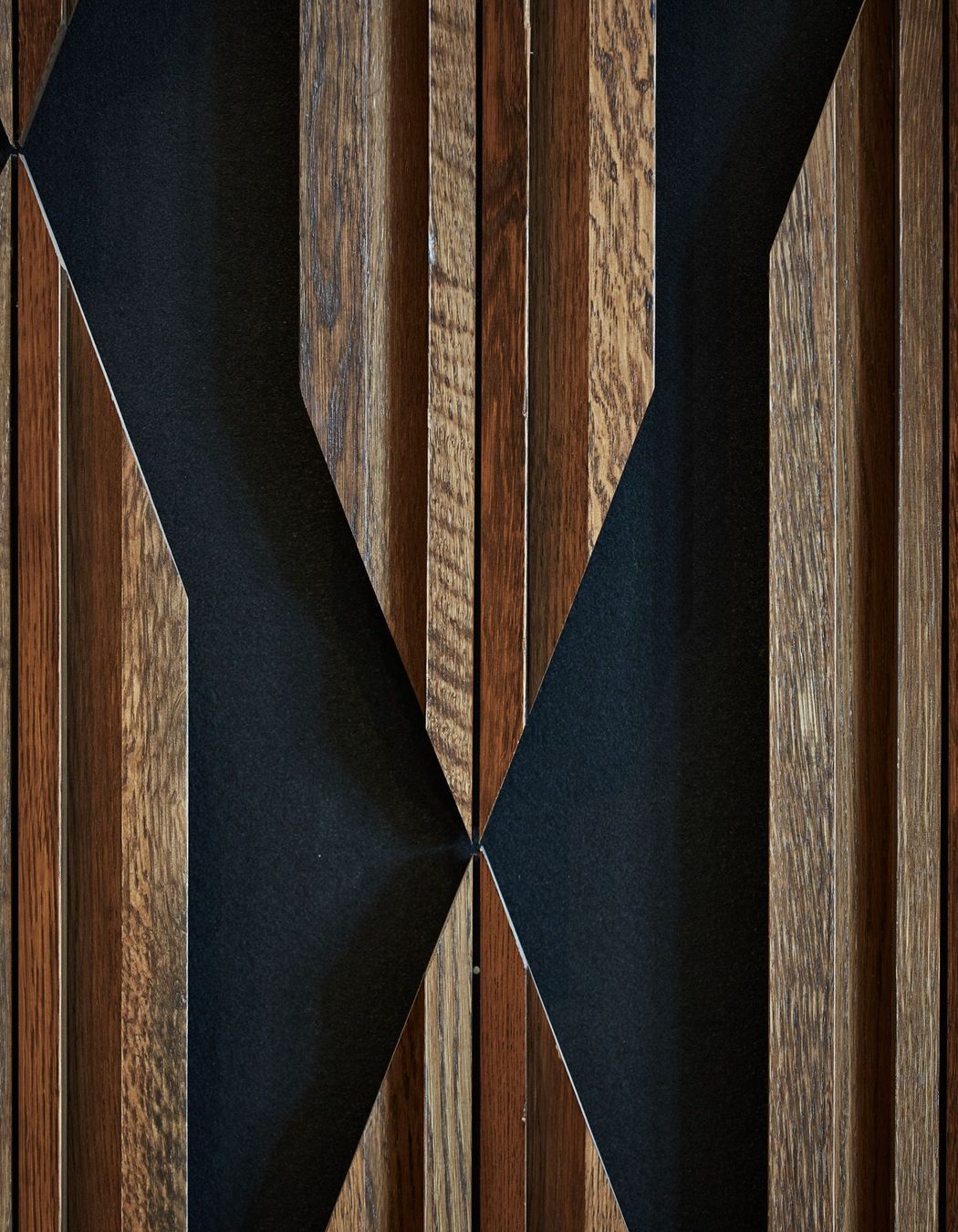 The oak panelling was custom designed by the architects.