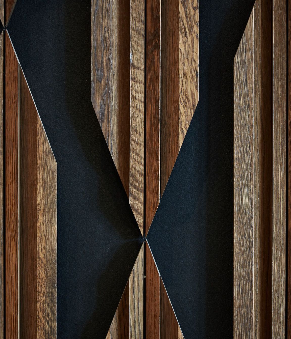 The oak panelling was custom designed by the architects.