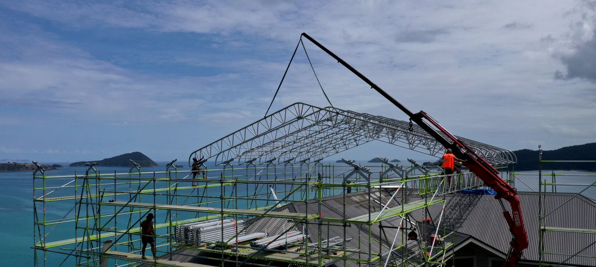 Green Construction- Layher Keder (PVC Sheet Tarpaulin) Roof System - Wyuna Bay 2 banner