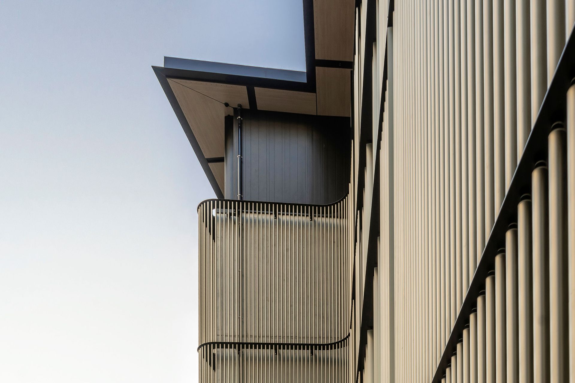 Oversized timber eaves offer a nod to a more residential vernacular. 