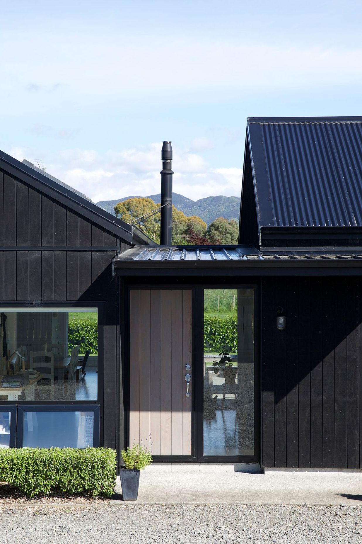 The main entry looks straight through to a view of the Tararua Ranges.