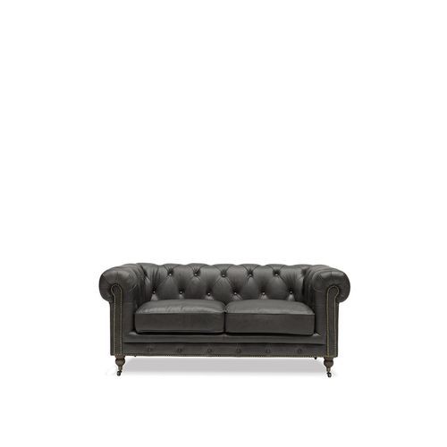 Stanhope Italian Leather Chesterfield - 2 Seater Onyx