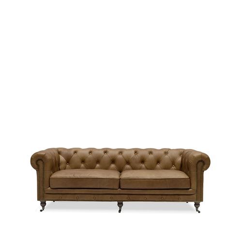 Stanhope Italian Leather Chesterfield - 3 Seat Chestnut