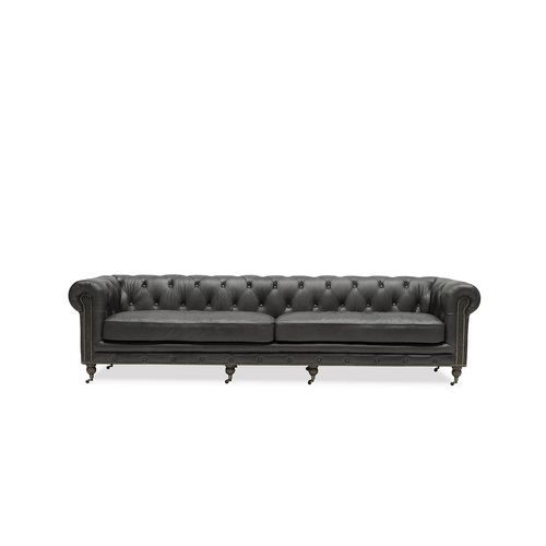 Stanhope Italian Leather Chesterfield - 4 Seater, Onyx