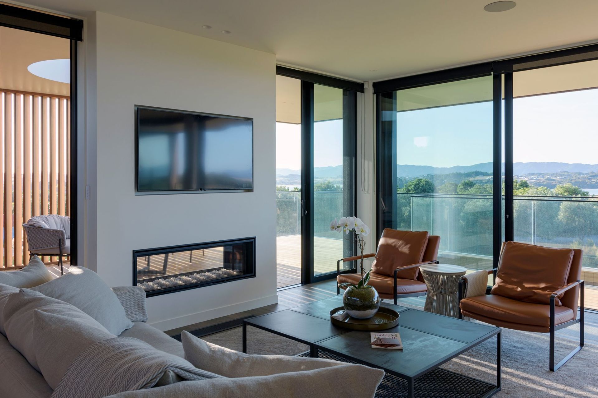 Floor to ceiling glazing maximises the coastal views.