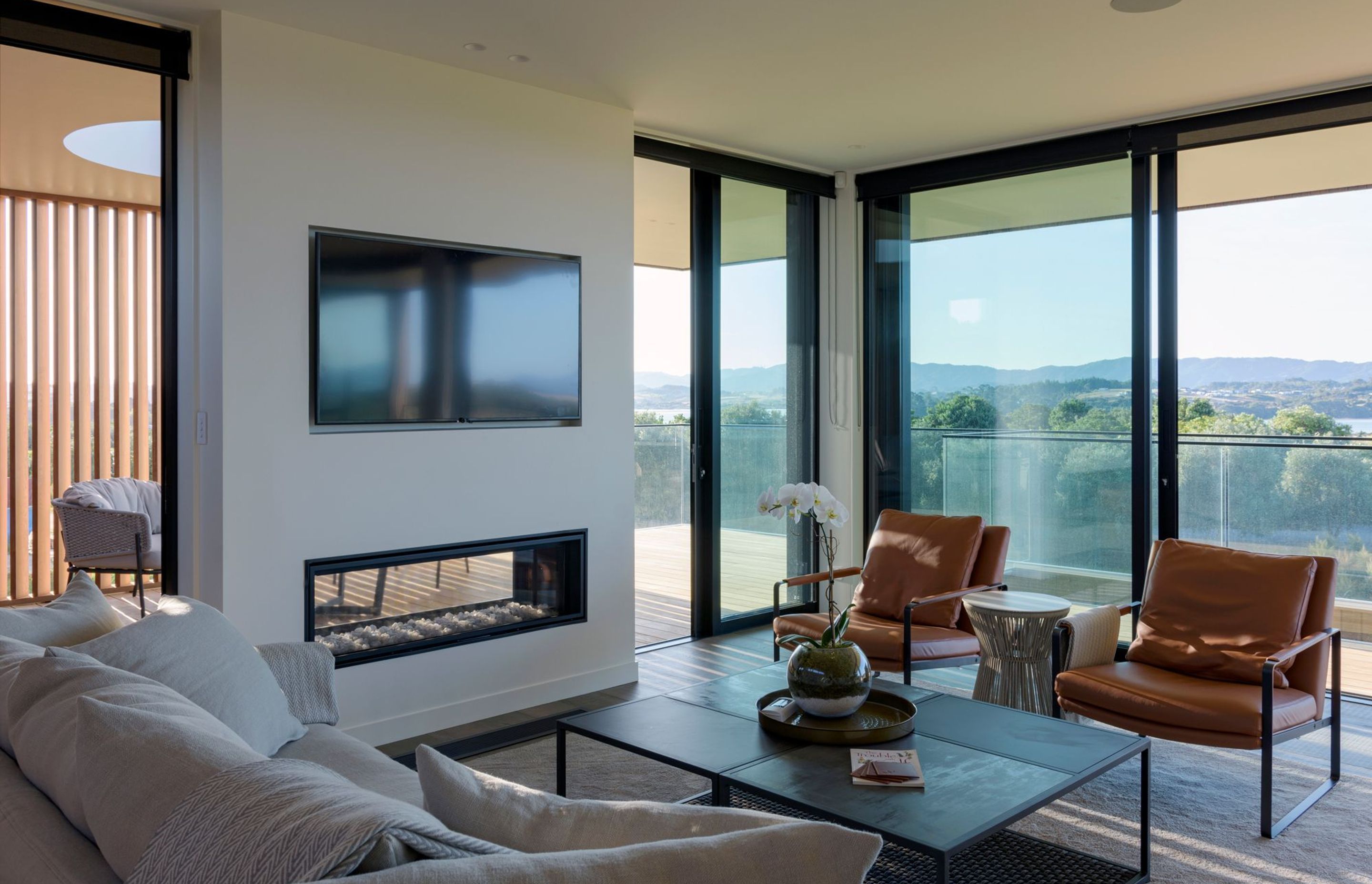 Floor to ceiling glazing maximises the coastal views.