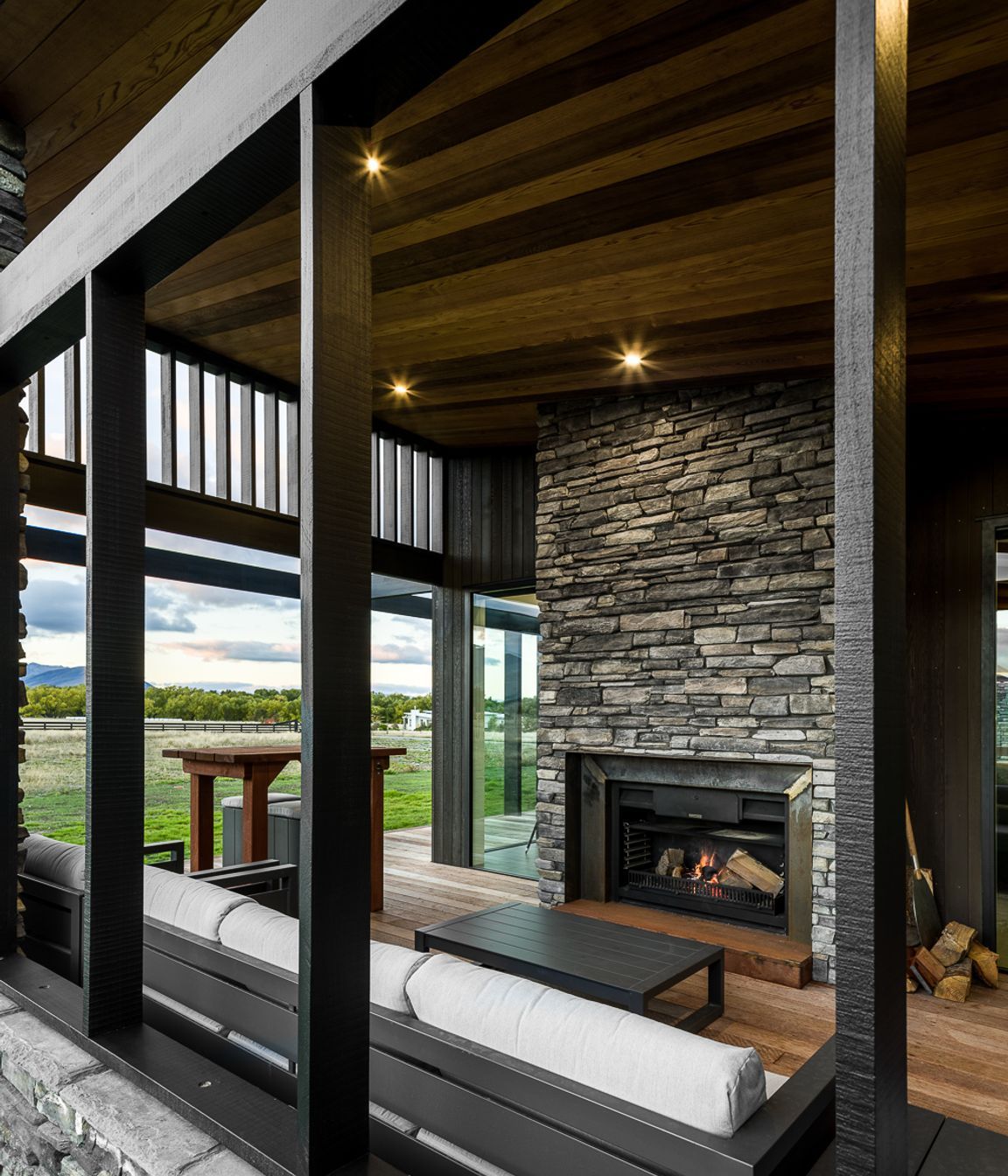 The evening terrace is centred around the outdoor pizza fire and is sheltered enough to feel cosy in winter but open enough to soak in the sunset views.
