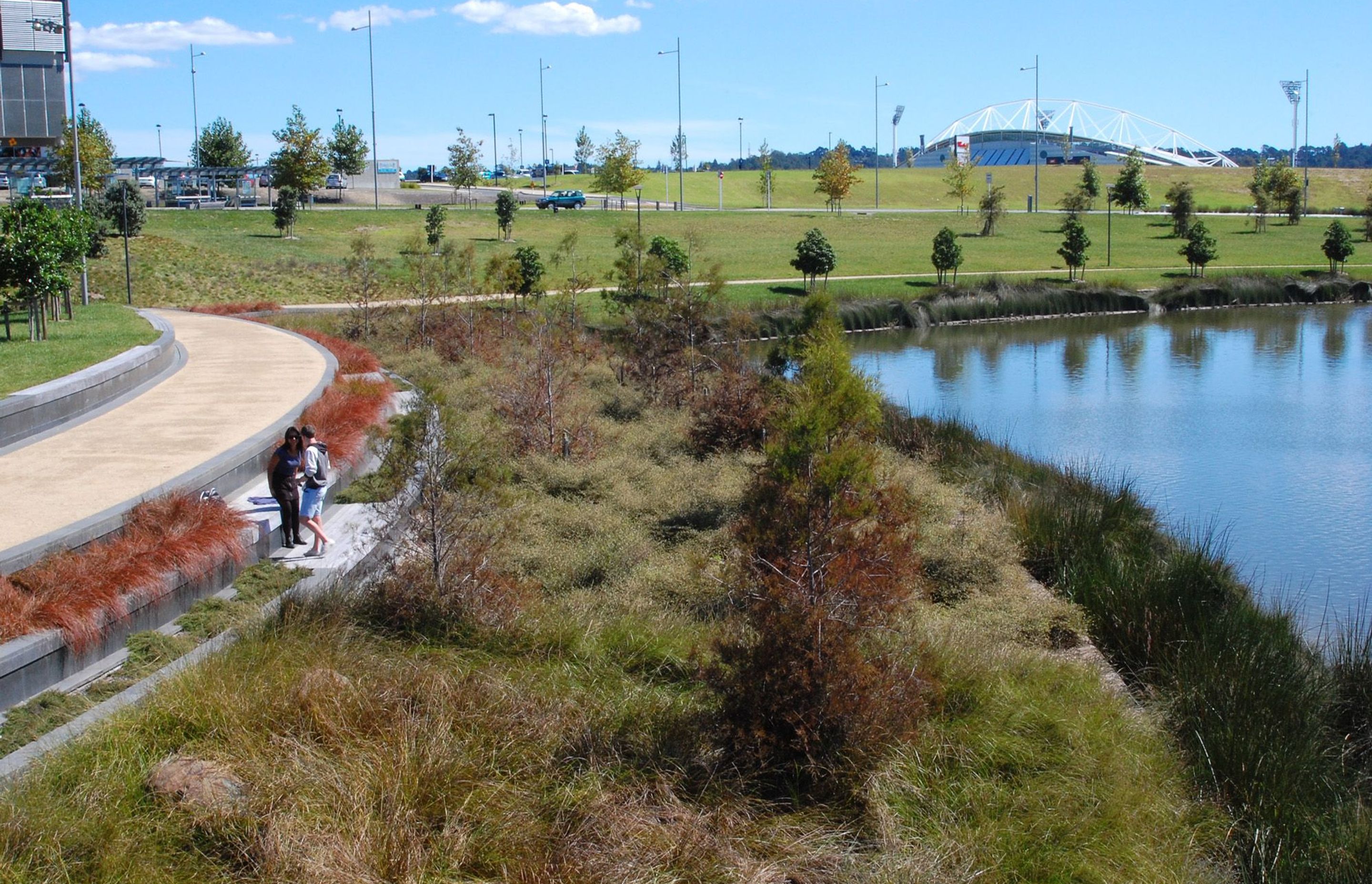 The shallow terraces make the edges accessible whilst being designed to flood