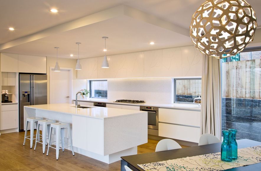 Aotea Tree Patterned White Kitchen