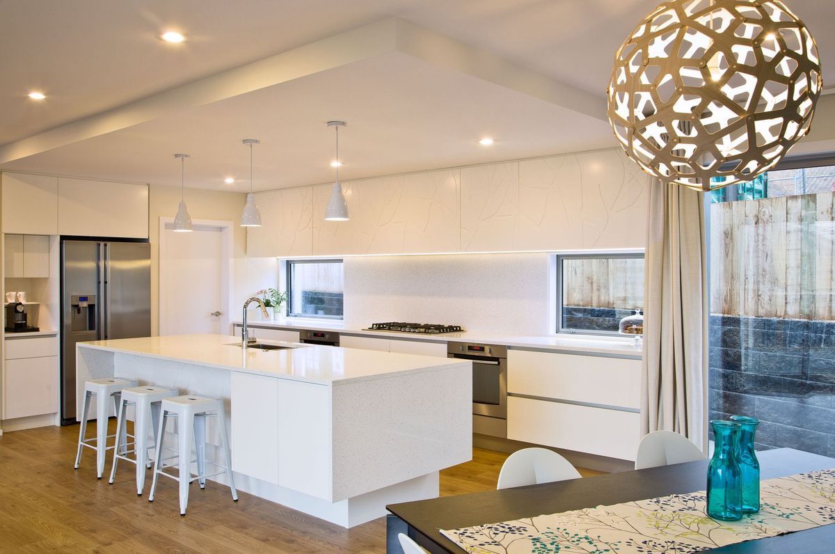 Aotea Tree Patterned White Kitchen