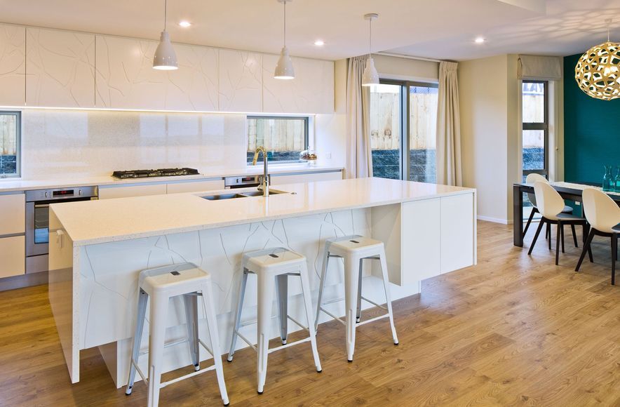 Aotea Tree Patterned White Kitchen