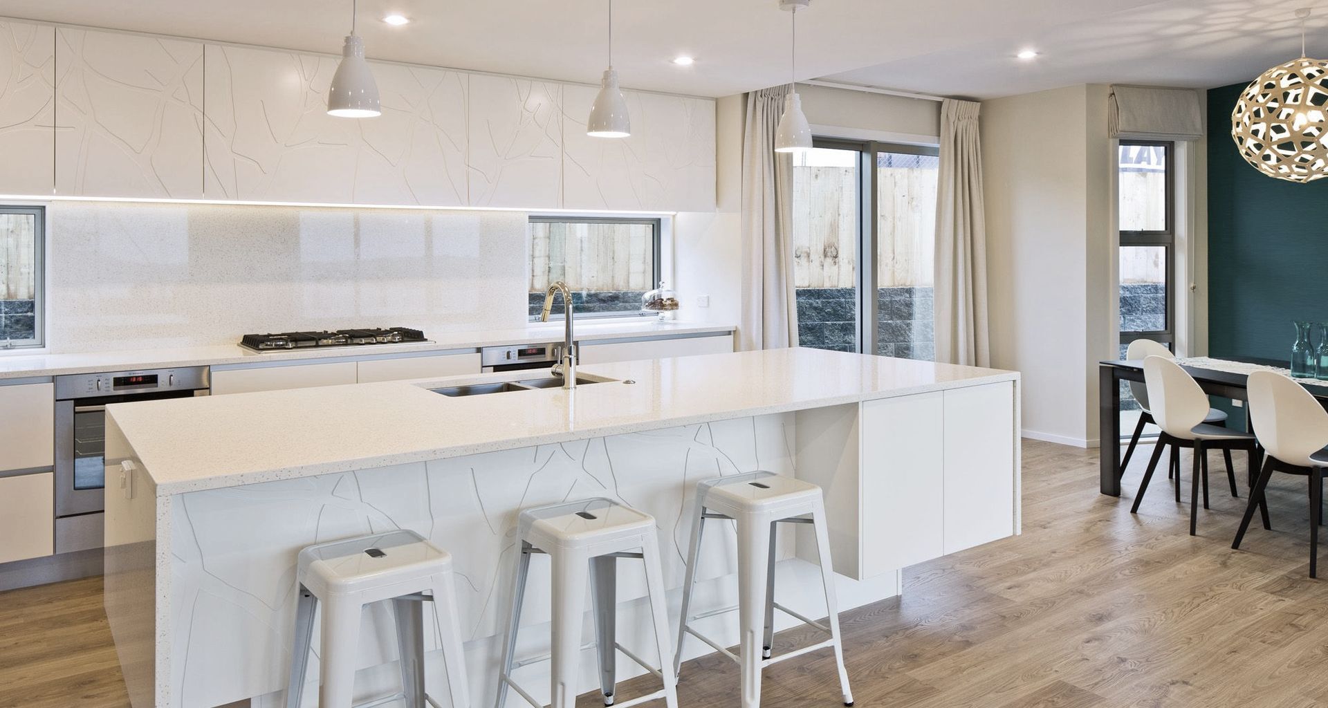 Aotea Tree Patterned White Kitchen banner