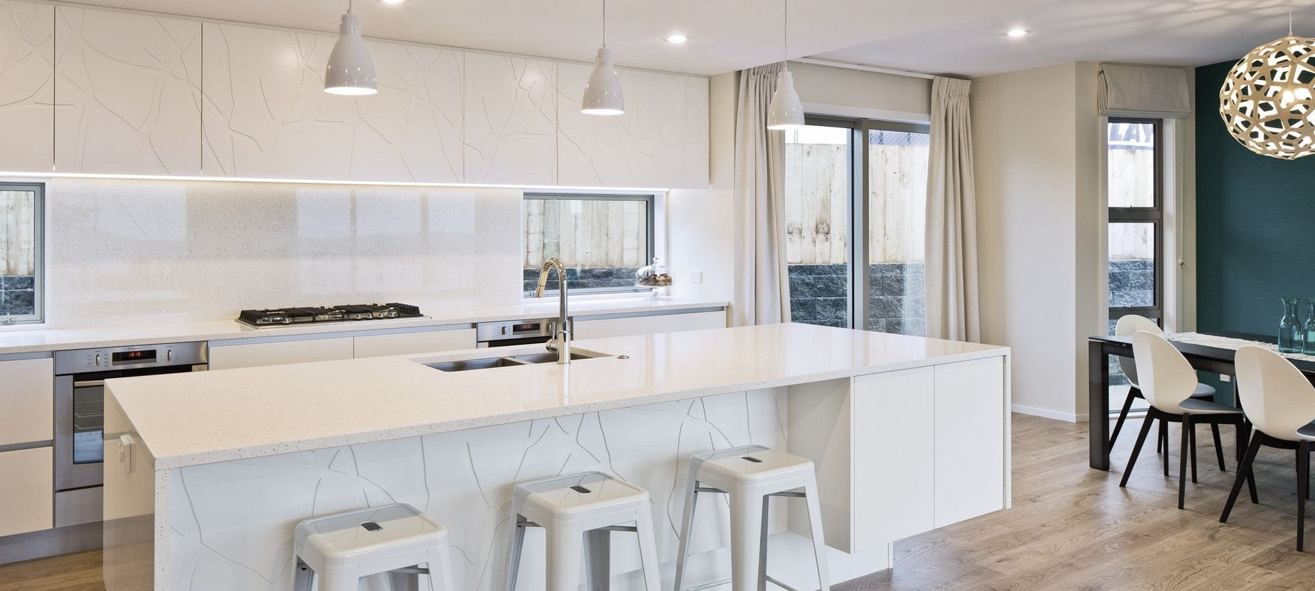 Aotea Tree Patterned White Kitchen banner