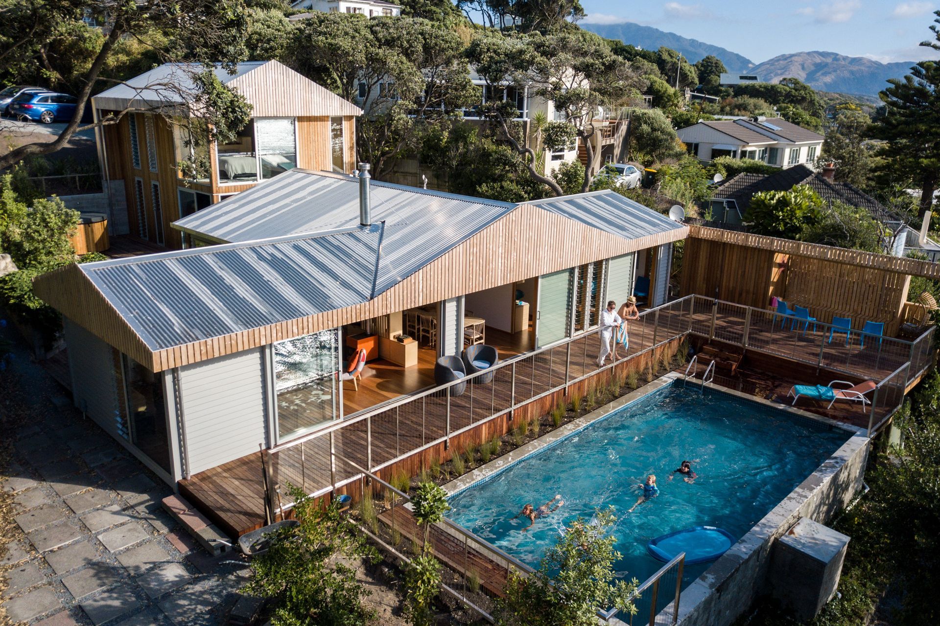 The original 1940s cottage has been stripped back and enlarged and a two-story extension added, transforming the 85m2 cottage into a 235m2 family home.