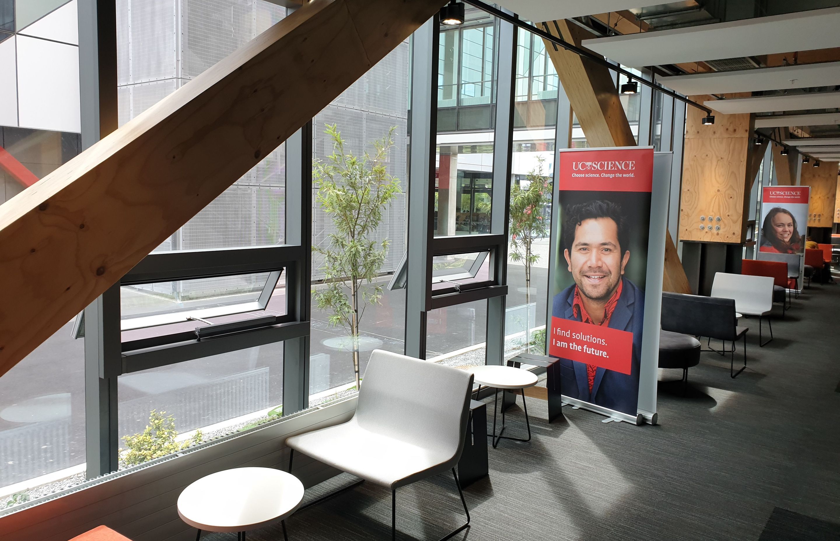 Interior of Beatrice Tinsley Building University of Canterbury showing Window Master actuators