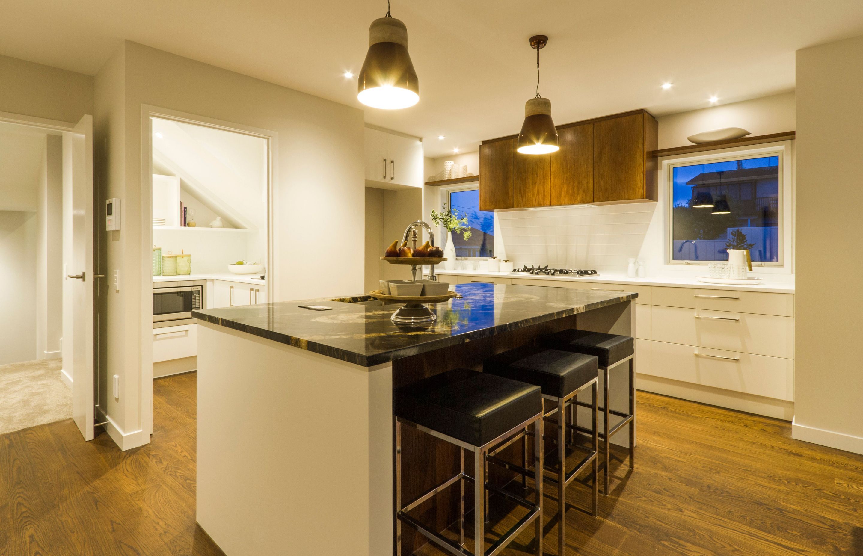 Belmont Terrace - This home was installed with Solid American White Oak flooring, finished with oil in 'Light Walnut' and Waterborne Polyurethane