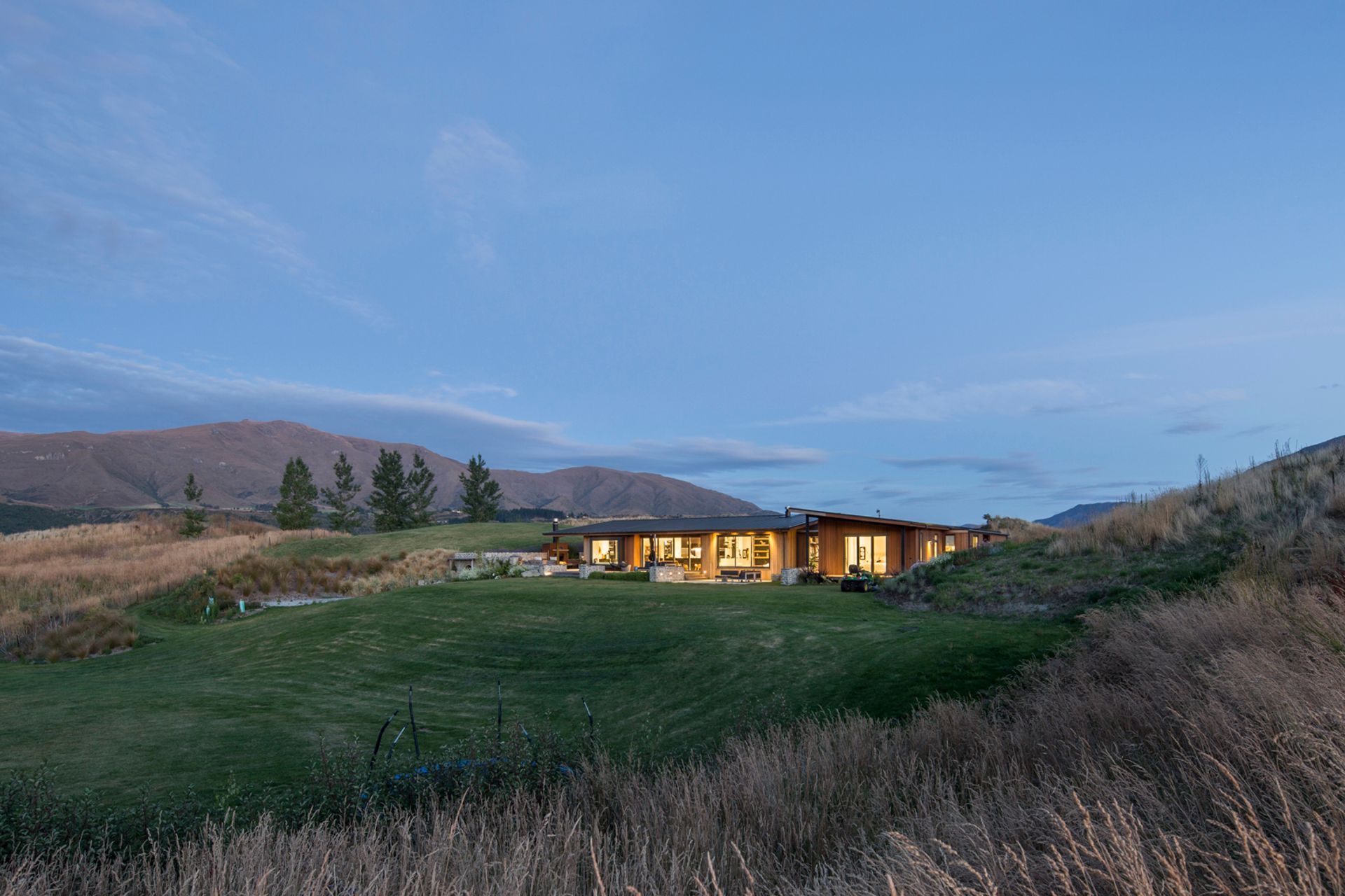 Completely private within its setting, the house enjoys wonderful views across the site to the mountains beyond.