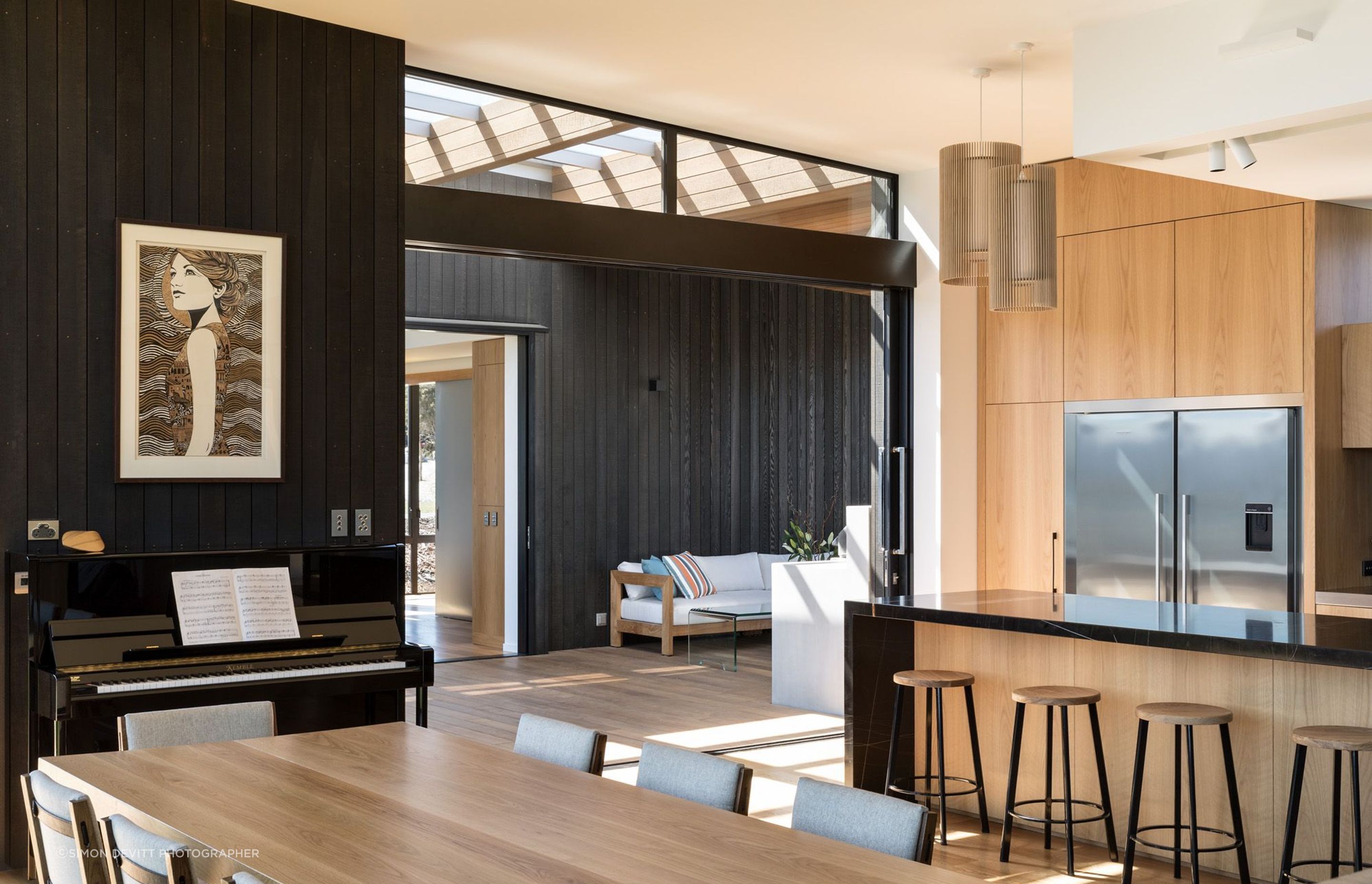  The large pocket sliding doors were designed to open away from the setting sun and prevailing winds. 