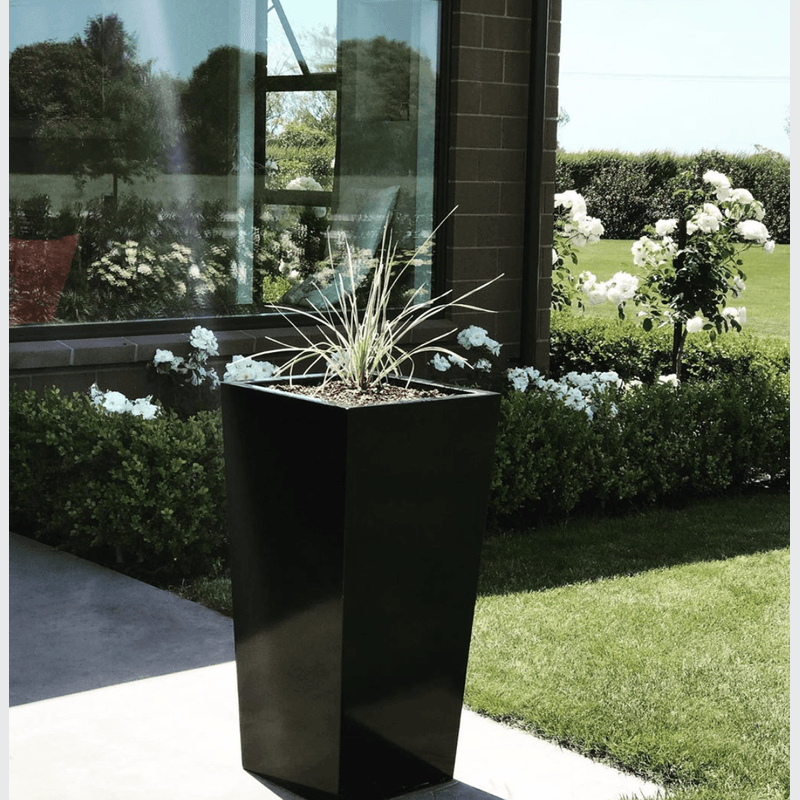 Black Powder Coated Tapered Column Planter