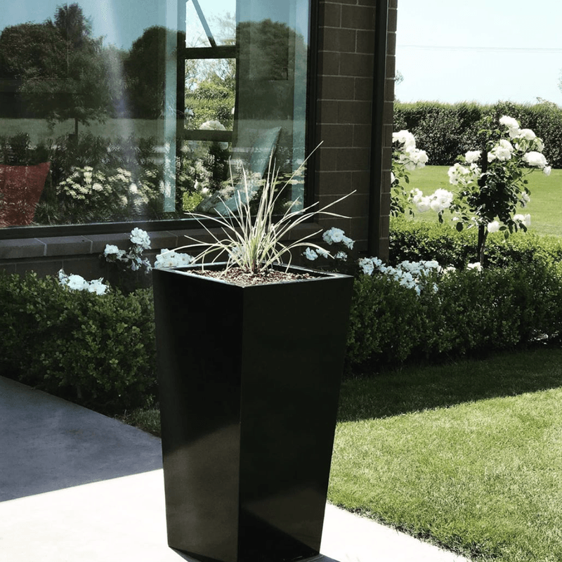 Black Powder Coated Tapered Column Planter