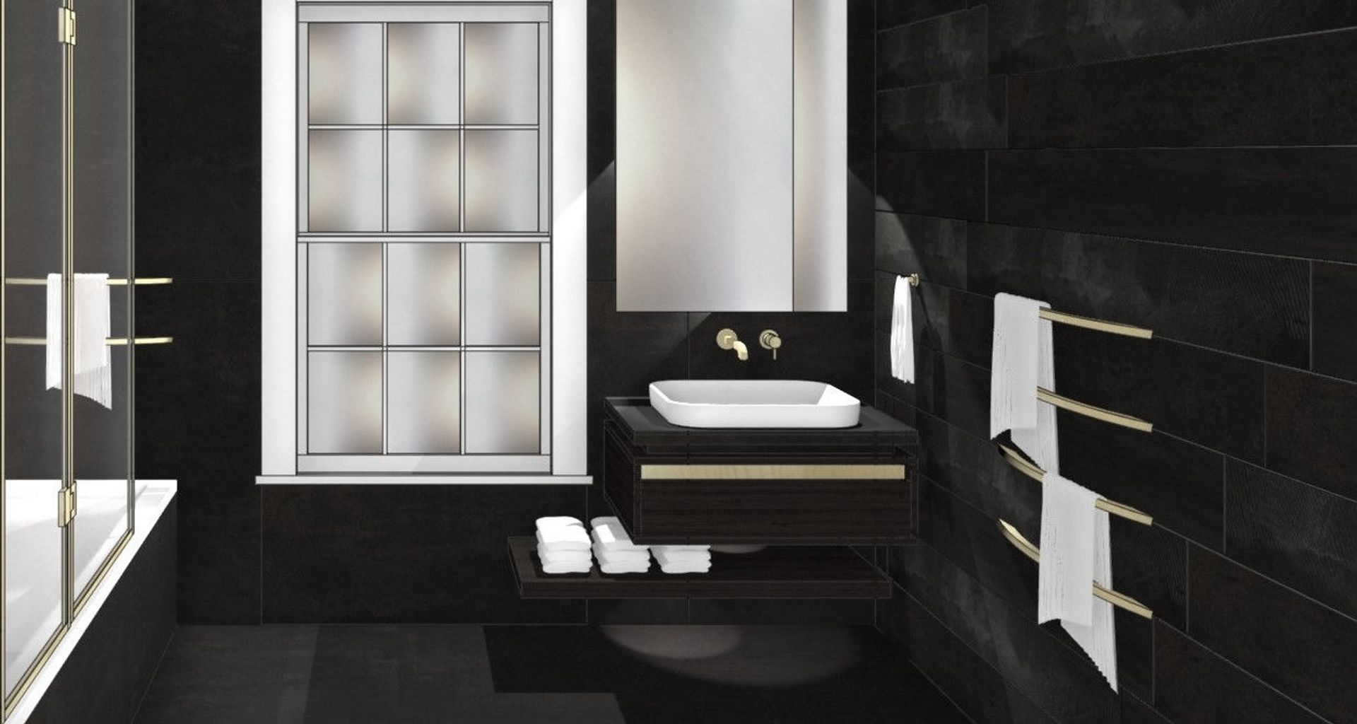 Black and Gold Bathroom banner