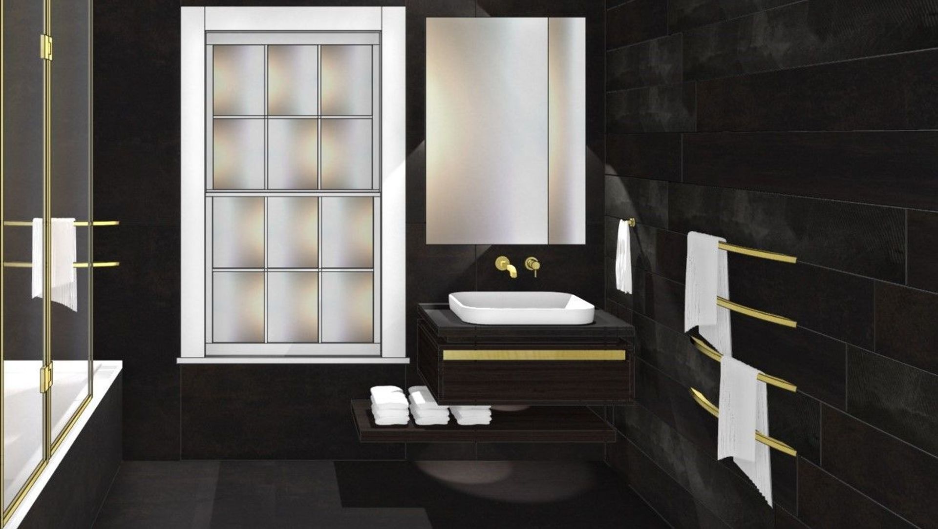 Black and Gold Bathroom banner