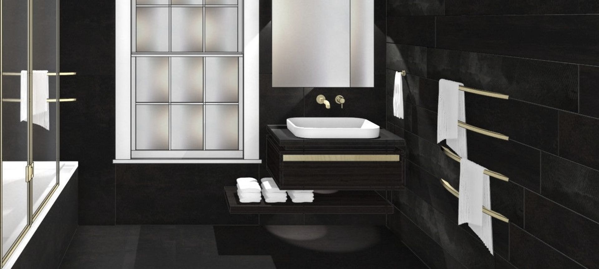 Black and Gold Bathroom banner
