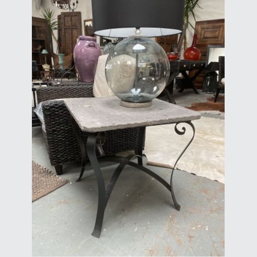 Side Table With Grey Cantera Stone