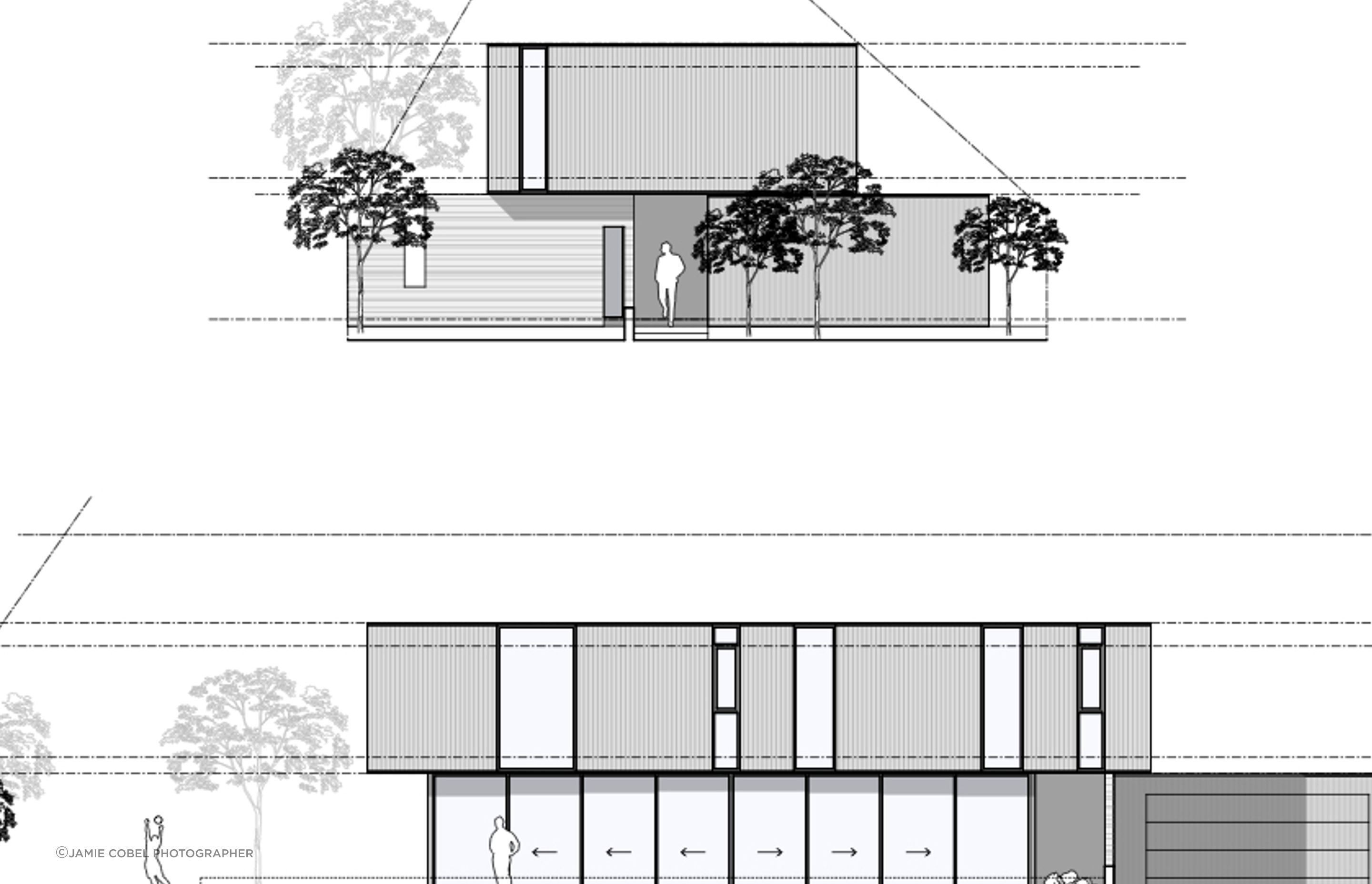 West and north elevations of Churchill House by CoLab Architecture.