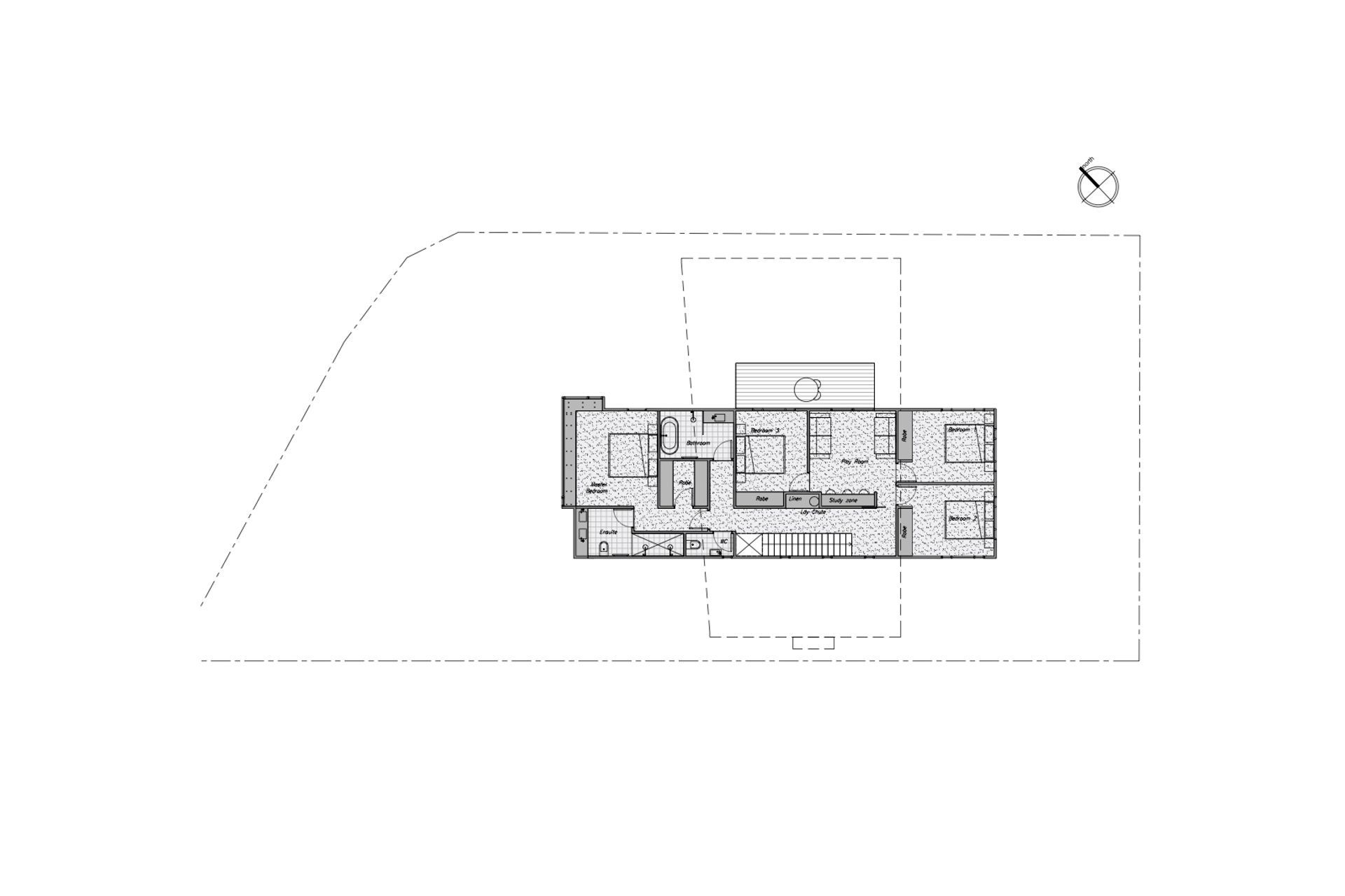 Upper-floor plan by by Dorrington Atcheson Architects.