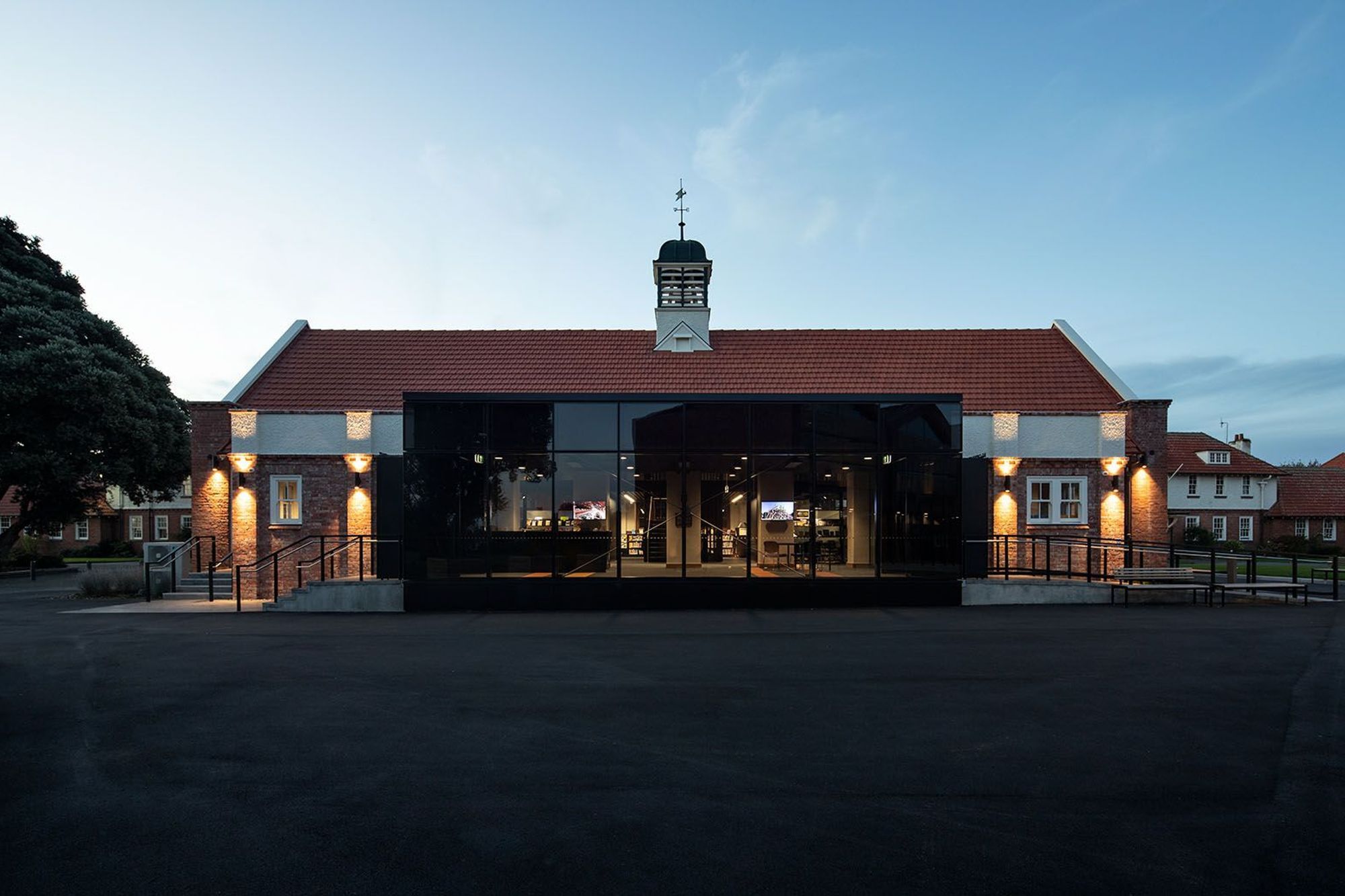 The upgrade of the heritage library includes a shiny new entrance addition.