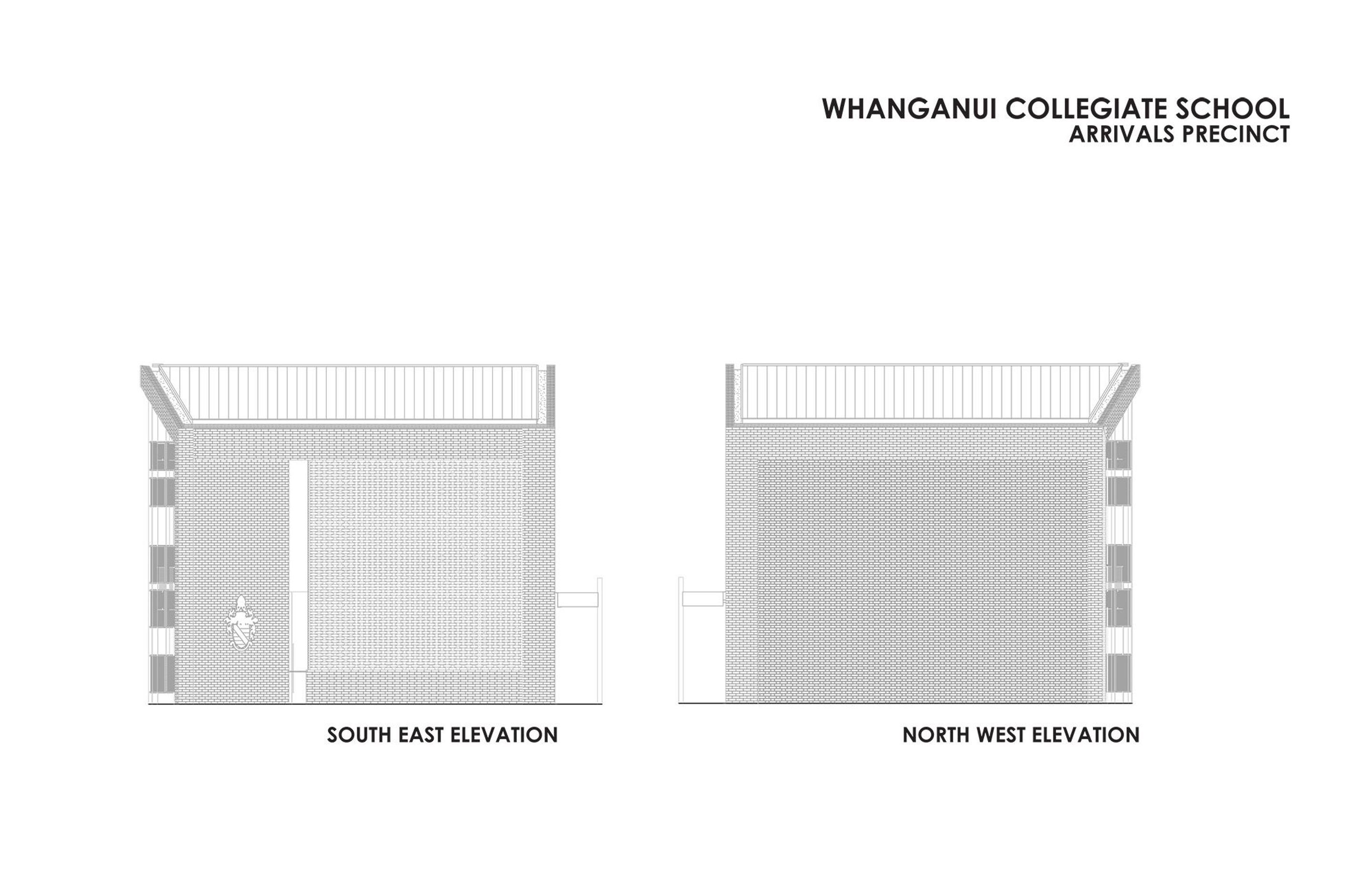 The admistration and arrivals precinct – south-east and north-east elevations.