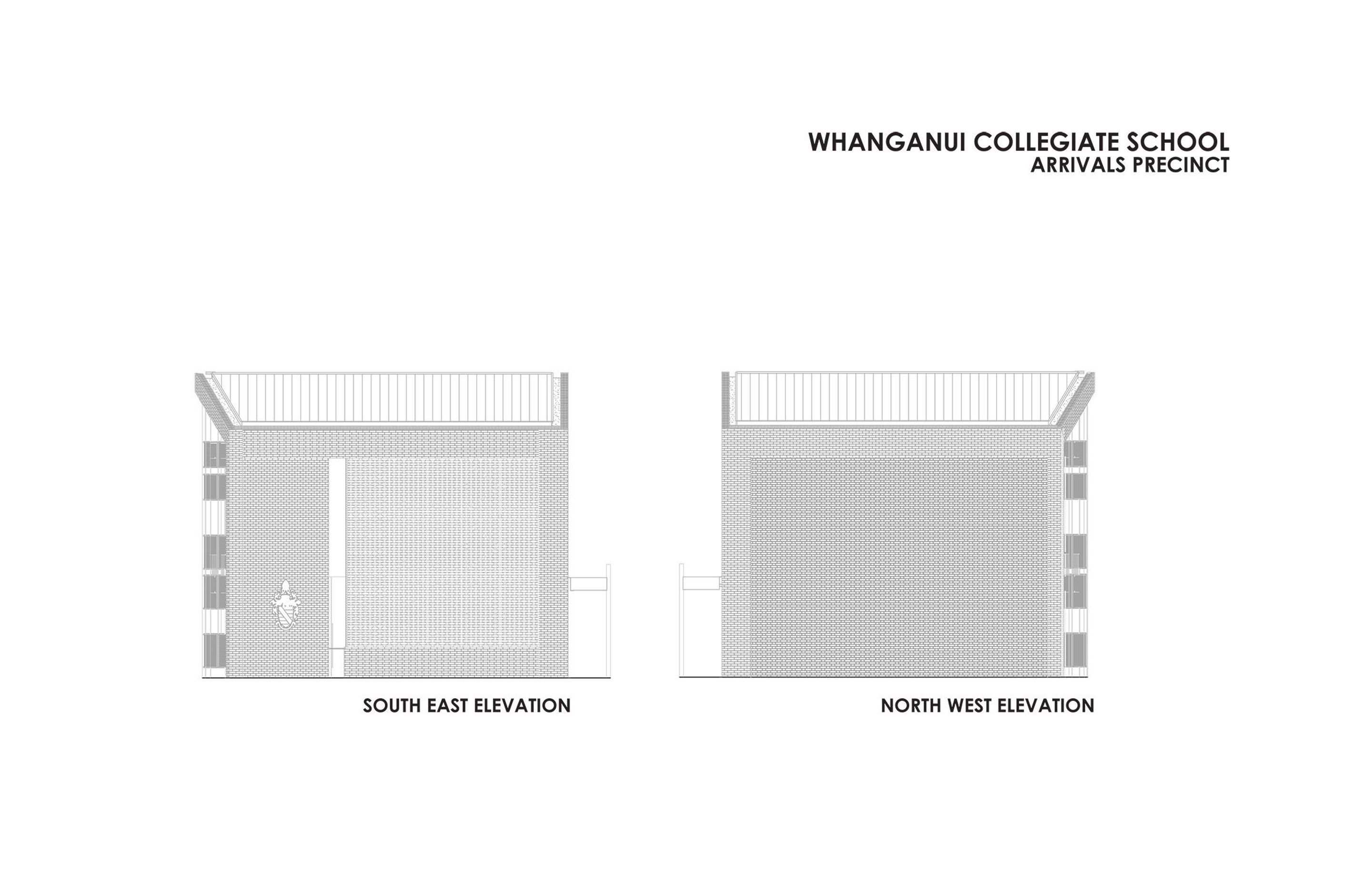 The admistration and arrivals precinct – south-east and north-east elevations.